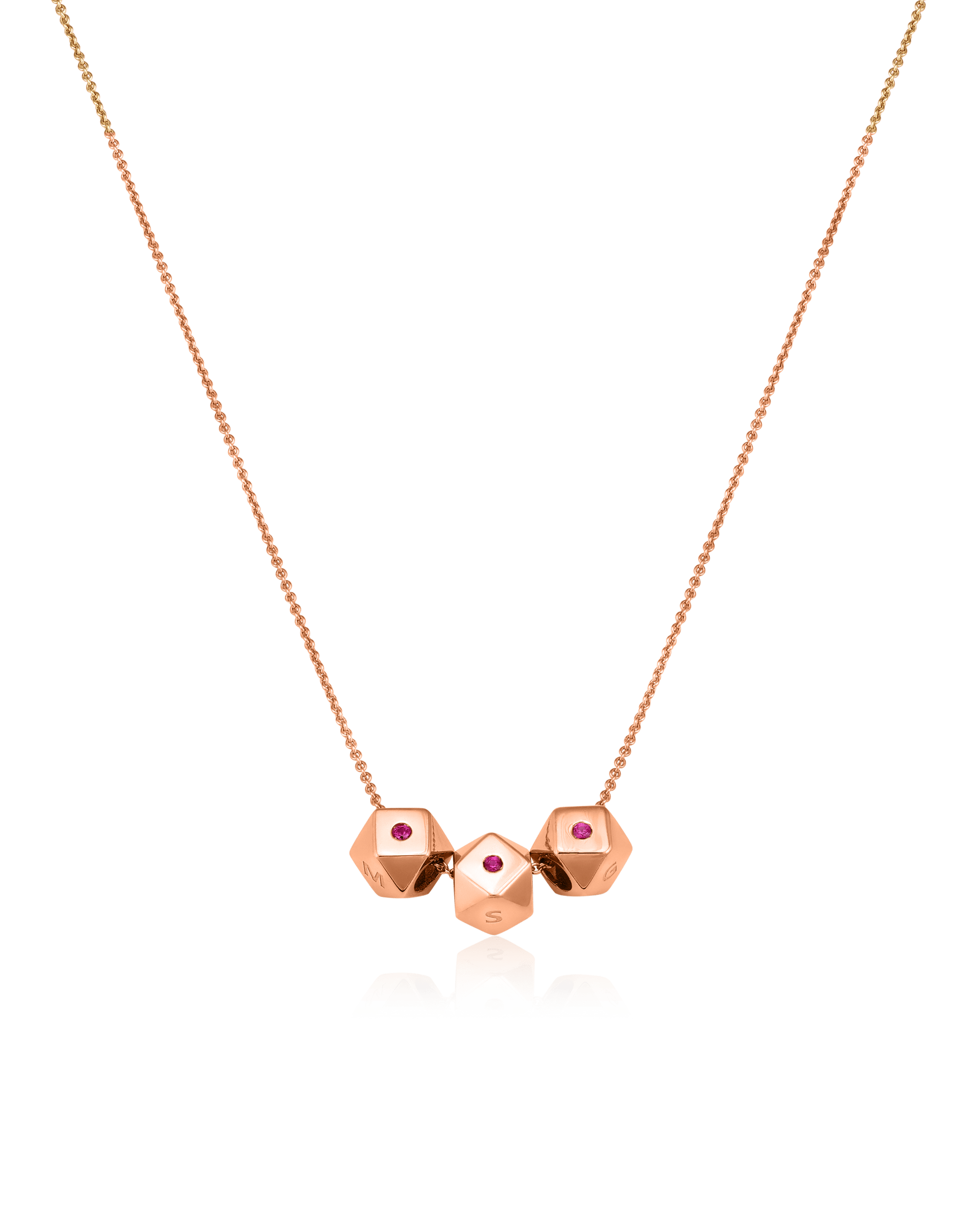 Hedra Necklace - 14K Rose Gold Necklaces magal-dev 3 Charms 16”+2” extender 