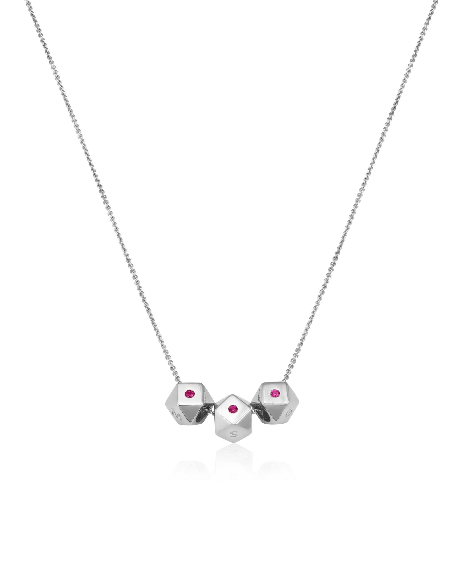 Hedra Necklace - 14K White Gold Necklaces magal-dev 3 Charms 16”+2” extender 