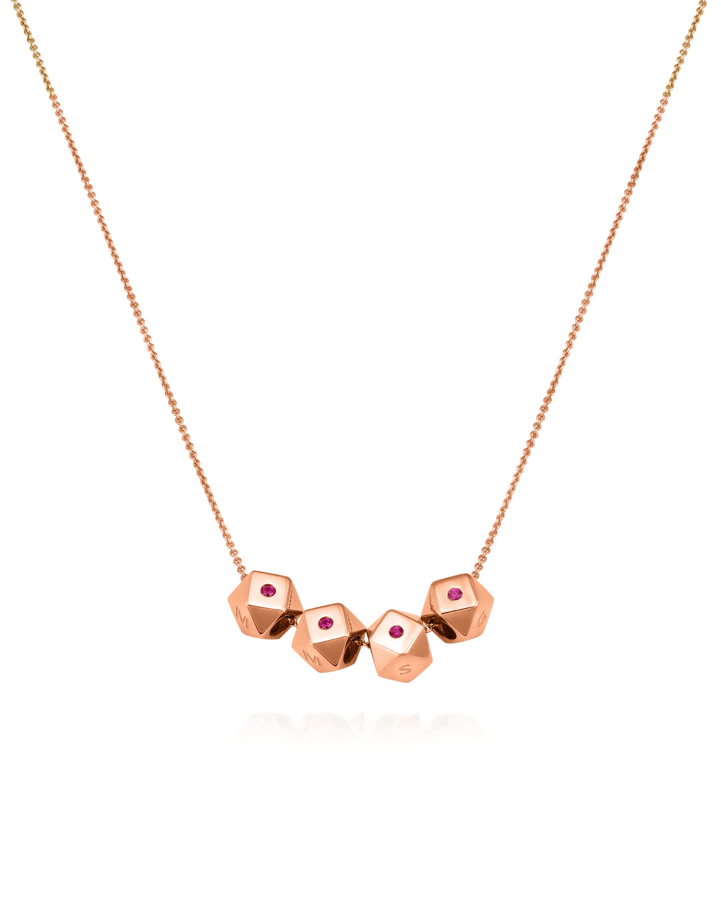 Hedra Necklace - 14K Rose Gold Necklaces magal-dev 4 Charms 16”+2” extender 