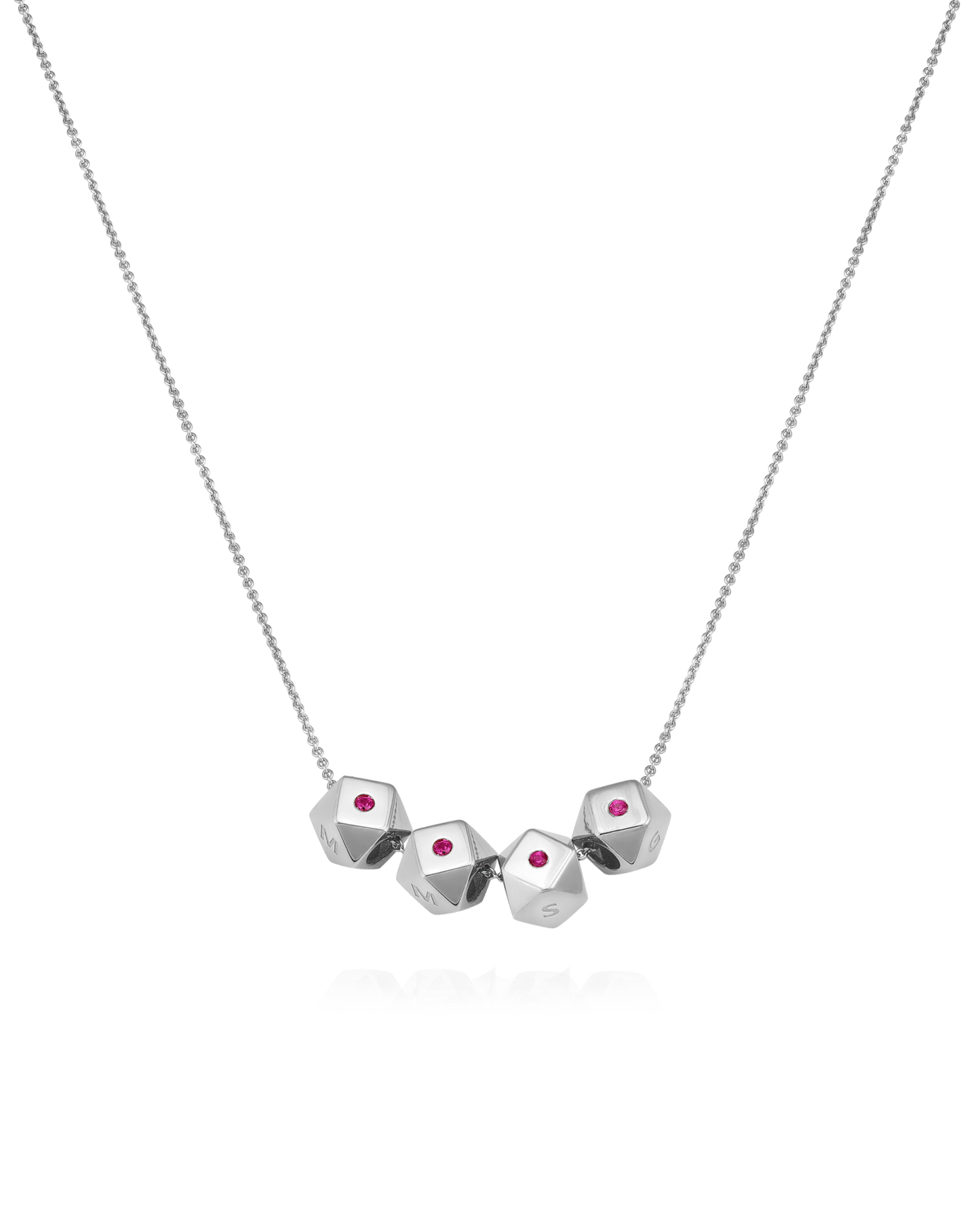 Hedra Necklace - 925 Sterling Silver Necklaces magal-dev 4 Charms 16”+2” extender 