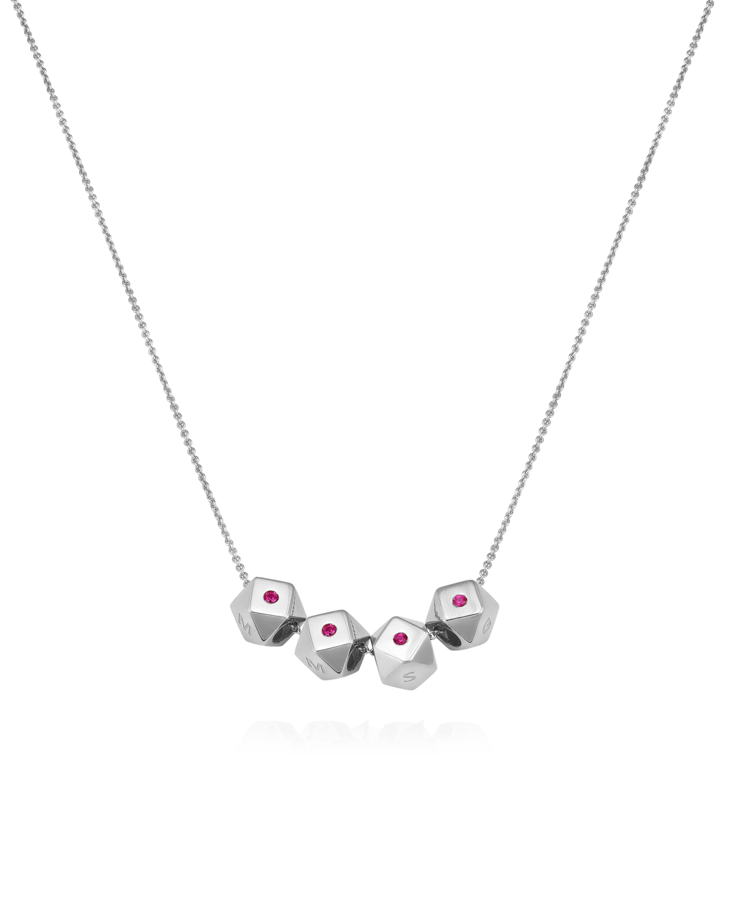 Hedra Necklace - 14K White Gold Necklaces magal-dev 4 Charms 16”+2” extender 