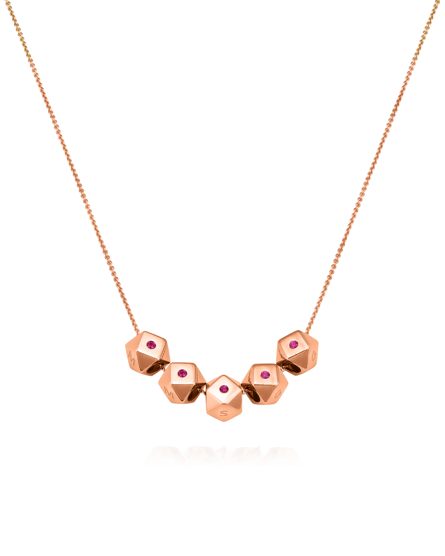 Hedra Necklace - 14K Rose Gold Necklaces magal-dev 5 Charms 16”+2” extender 