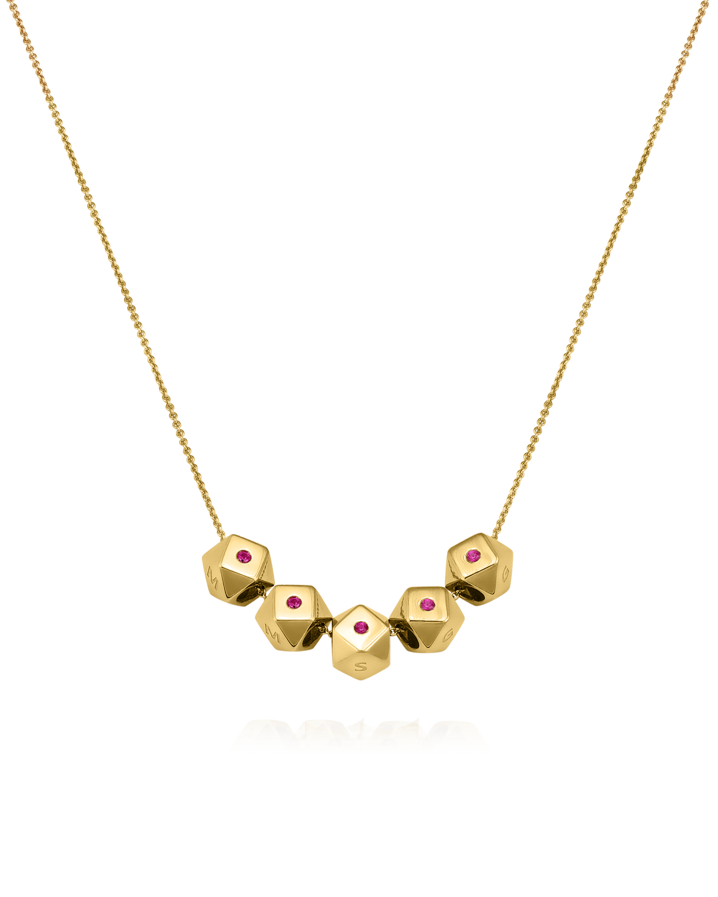 Hedra Necklace - 14K Yellow Gold Necklaces magal-dev 5 Charms 16”+2” extender 