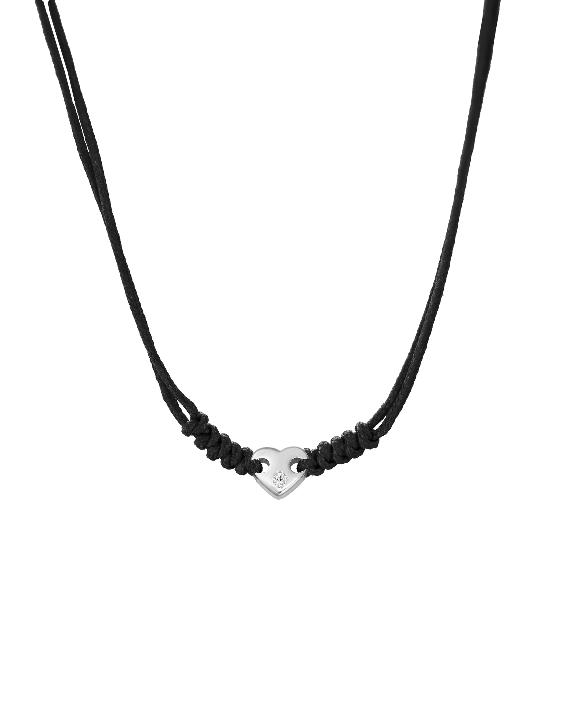 Heart of Gold String of Love Necklace - 14K White Gold Necklaces 14K Solid Gold Black 