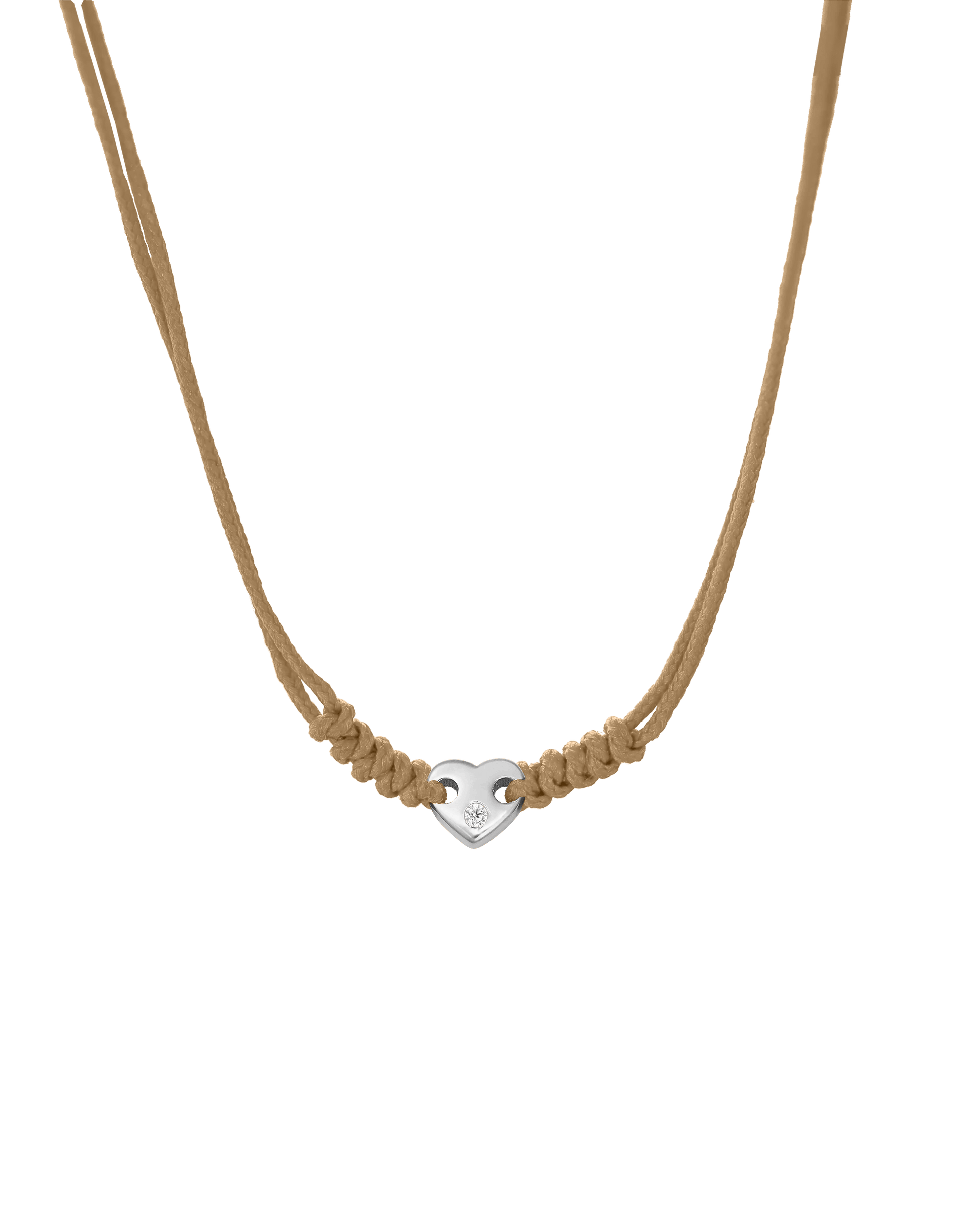 Heart of Gold String of Love Necklace - 14K White Gold Necklaces 14K Solid Gold Camel 