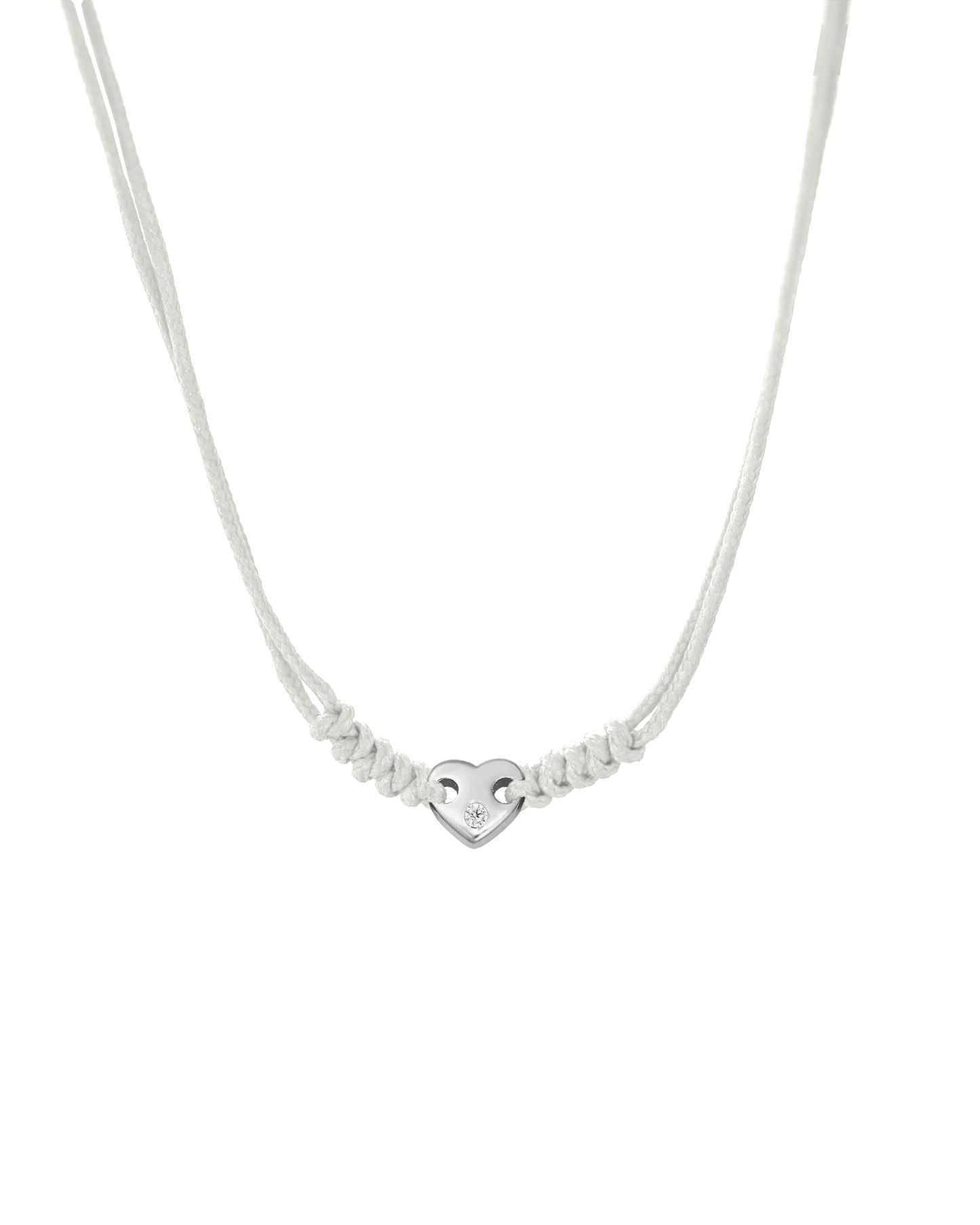 Heart of Gold String of Love Necklace - 14K White Gold Necklaces 14K Solid Gold Pearl 