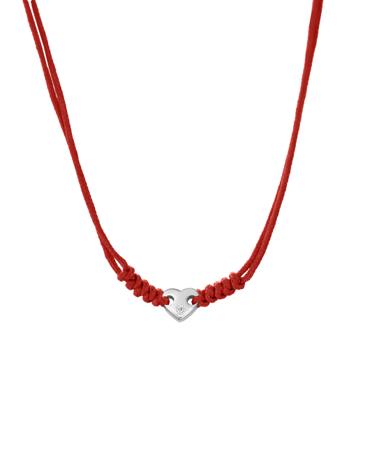 Heart of Gold String of Love Necklace - 14K White Gold Necklaces 14K Solid Gold Red 