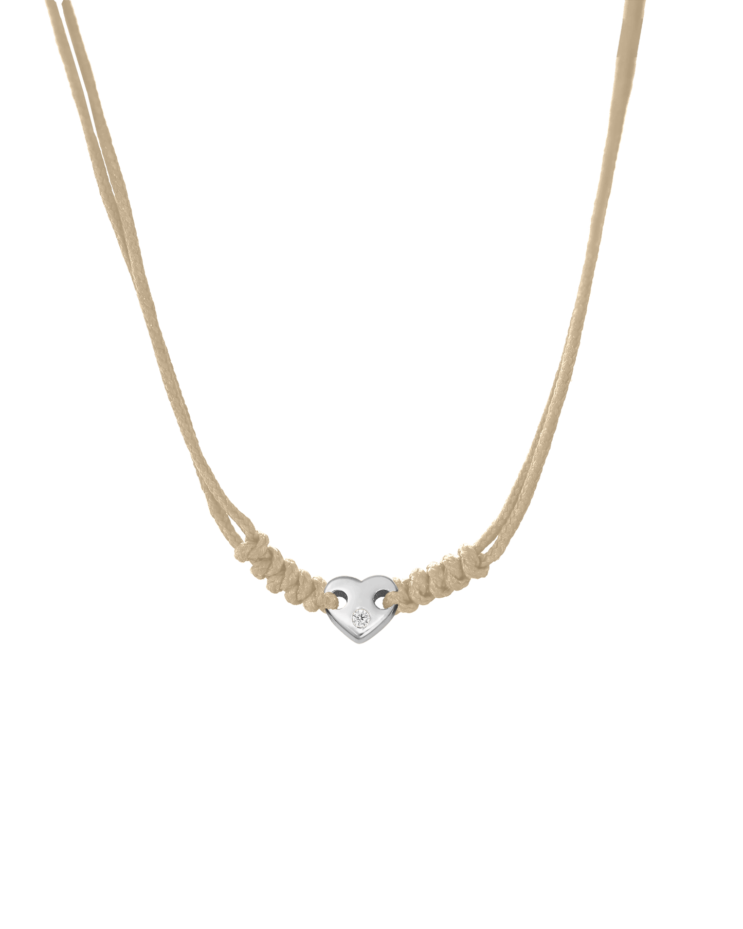 Heart of Gold String of Love Necklace - 14K White Gold Necklaces 14K Solid Gold Beige 
