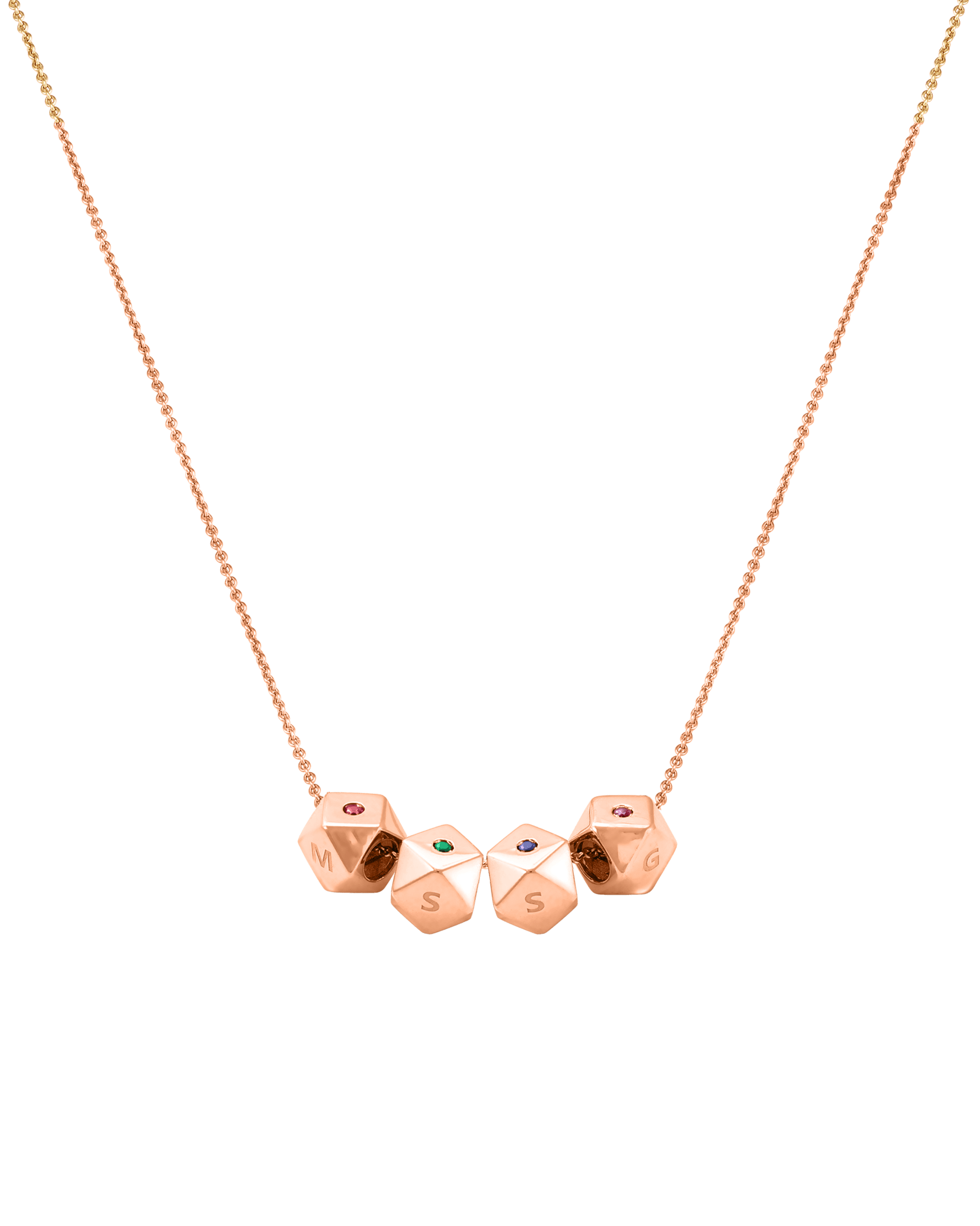 Hedra Birthstones Necklace - 18K Rose Vermeil Necklaces magal-dev 4 Charms 16”+2” extender 