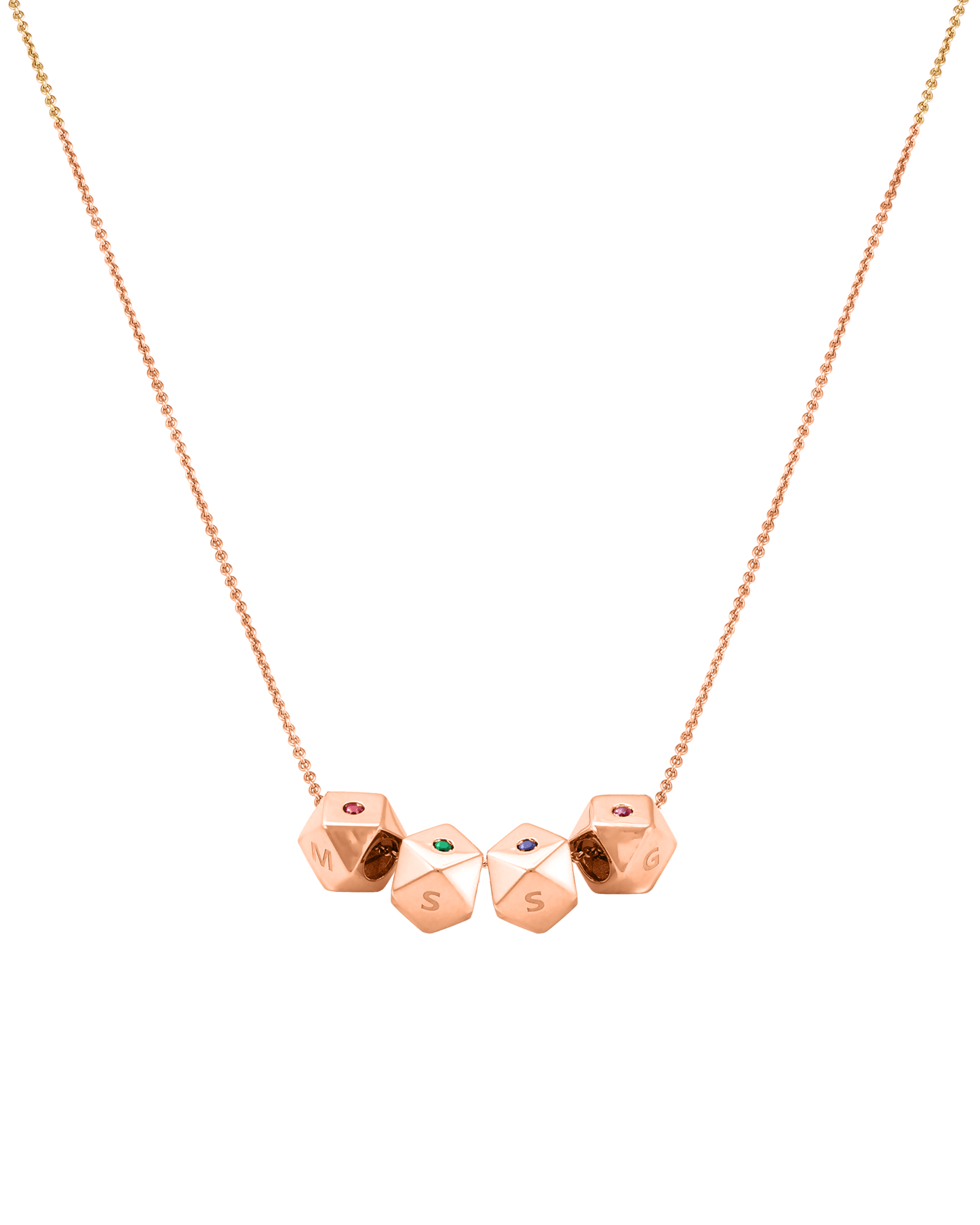 Hedra Birthstones Necklace - 14K Rose Gold Necklaces magal-dev 4 Charms 16”+2” extender 