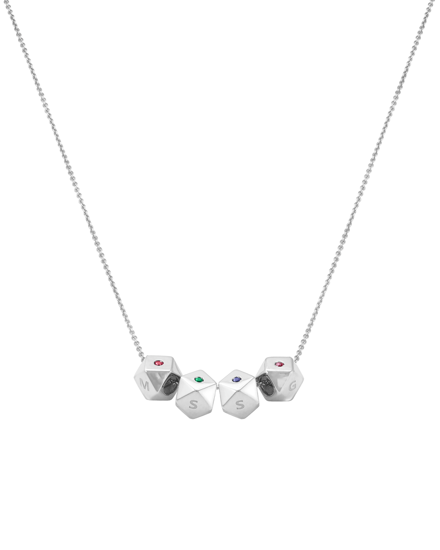 Hedra Birthstones Necklace - 14K White Gold Necklaces magal-dev 4 Charms 16”+2” extender 