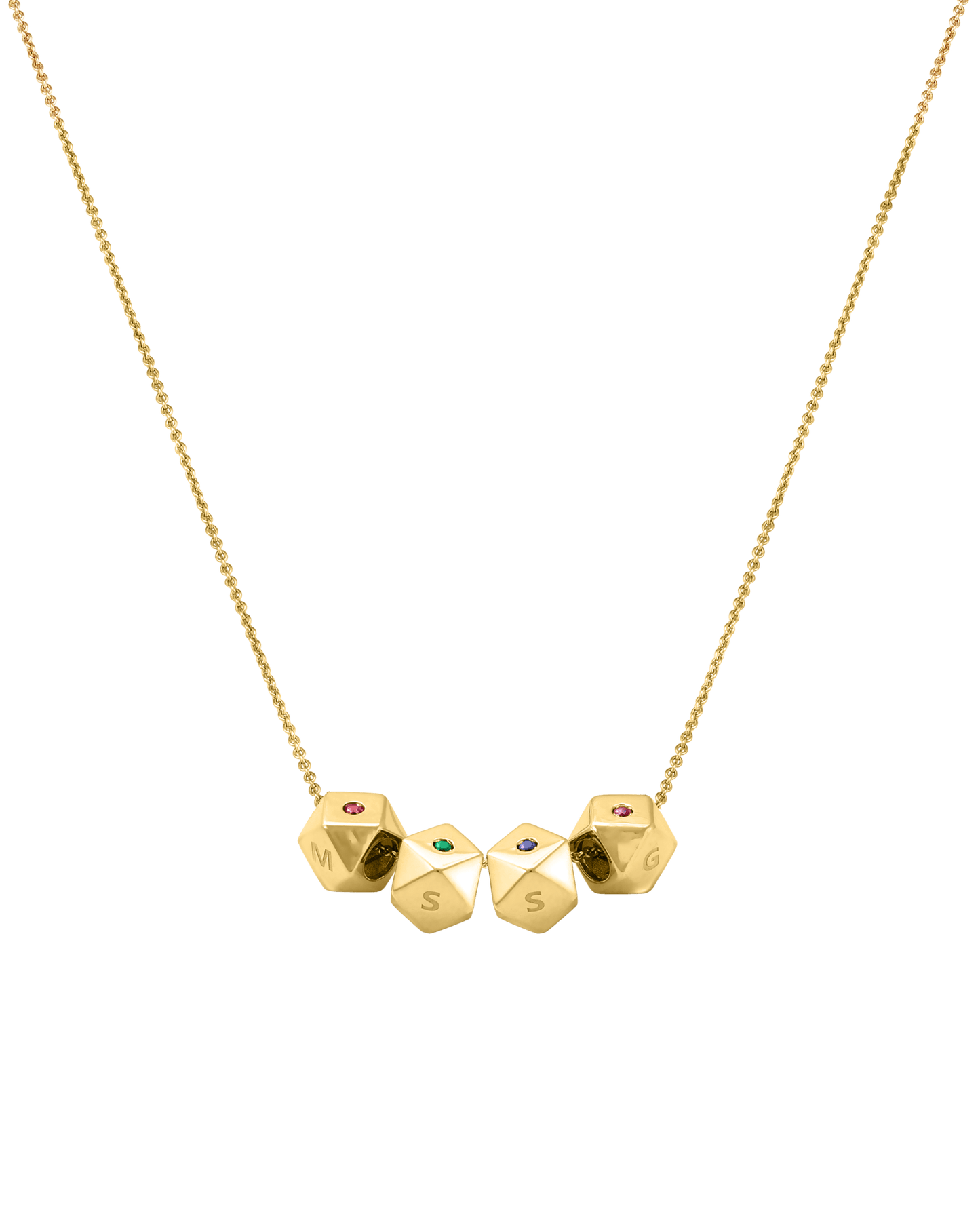 Hedra Birthstones Necklace - 14K Yellow Gold Necklaces magal-dev 4 Charms 16”+2” extender 
