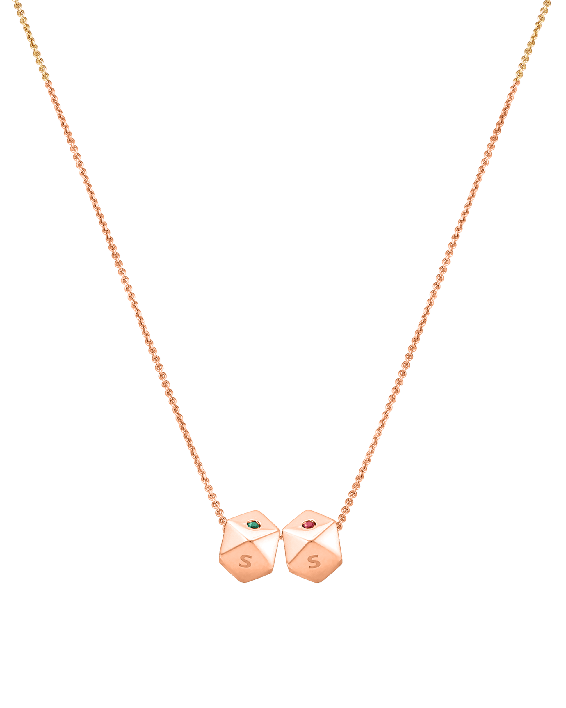 Hedra Birthstones Necklace - 18K Rose Vermeil Necklaces magal-dev 2 Charms 16”+2” extender 