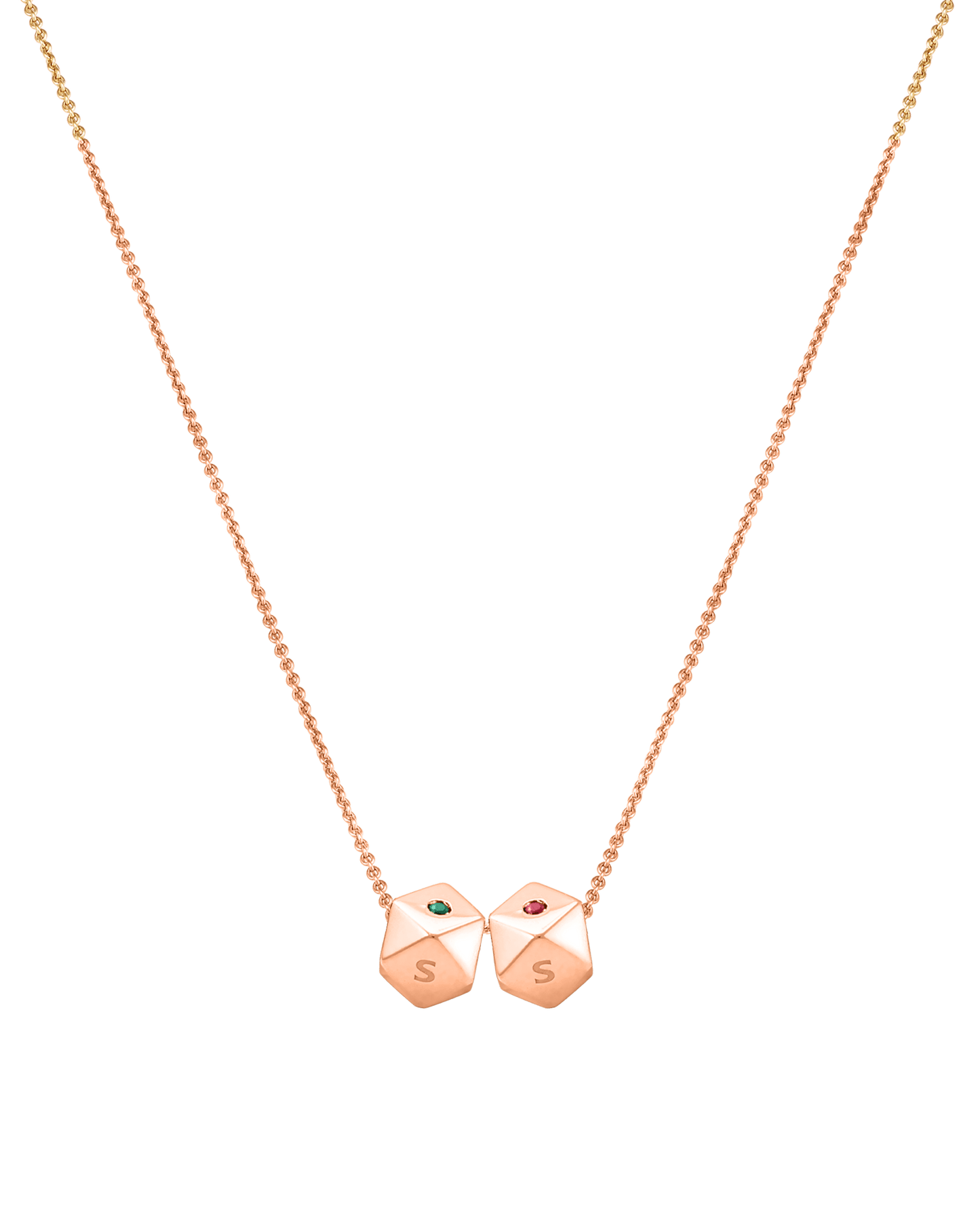 Hedra Birthstones Necklace - 14K Rose Gold Necklaces magal-dev 2 Charms 16”+2” extender 