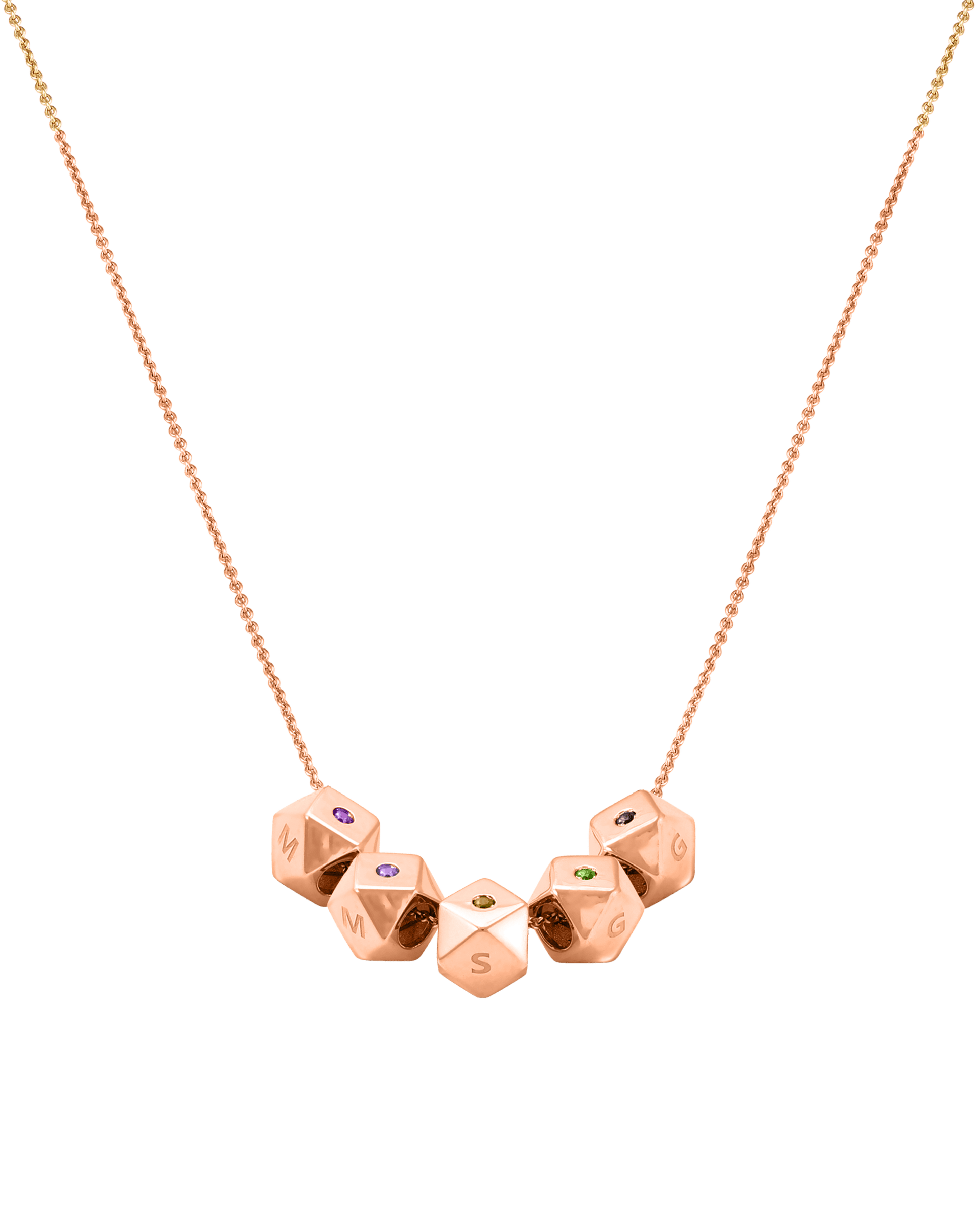 Hedra Birthstones Necklace - 18K Rose Vermeil Necklaces magal-dev 5 Charms 16”+2” extender 