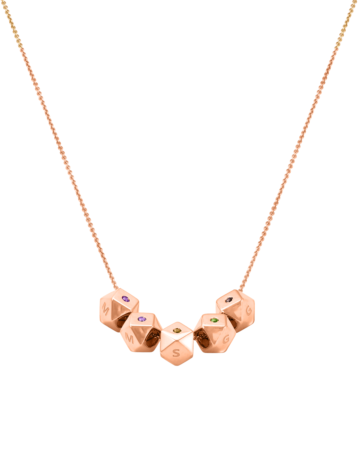 Hedra Birthstones Necklace - 14K Rose Gold Necklaces magal-dev 5 Charms 16”+2” extender 