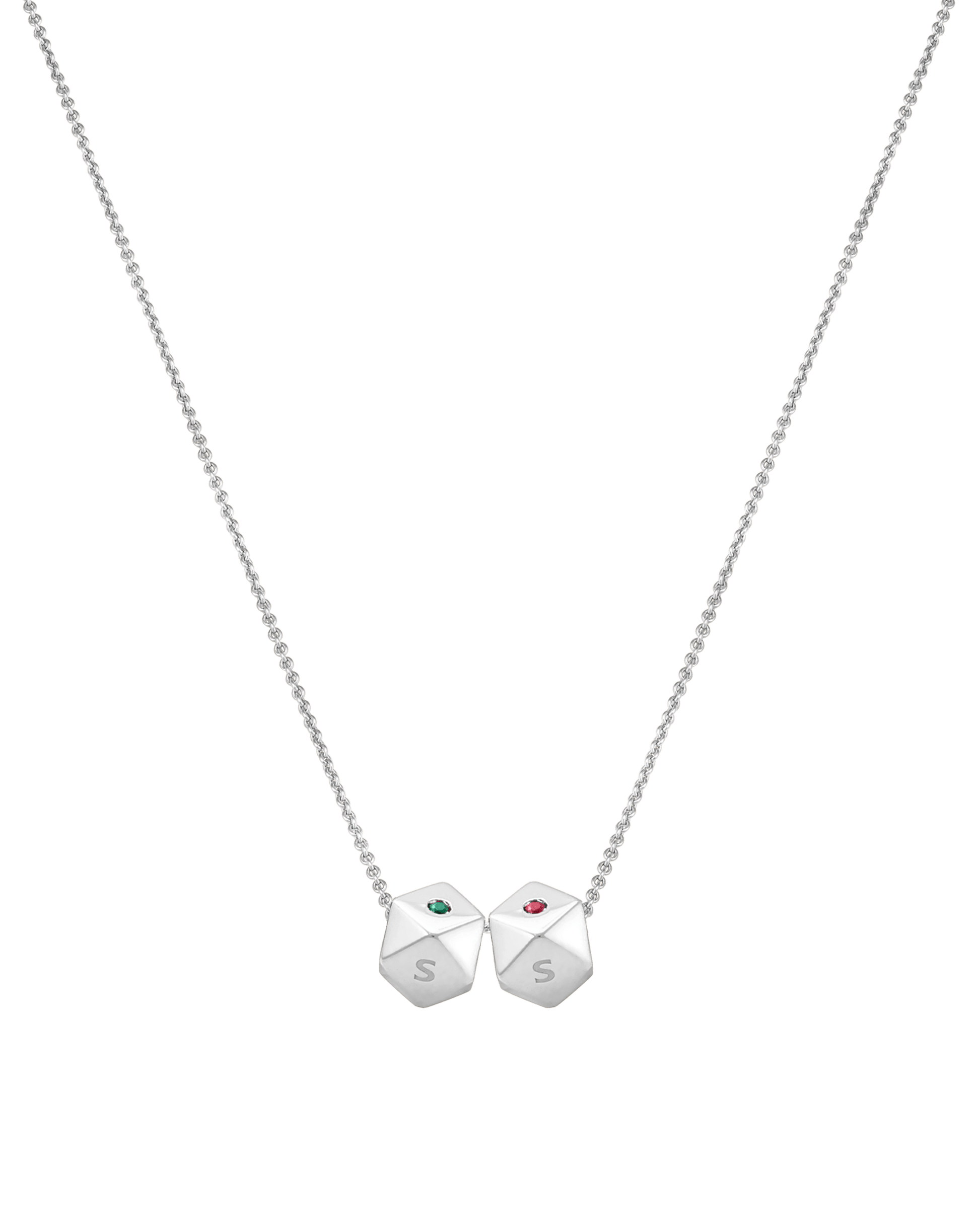 Hedra Birthstones Necklace - 14K White Gold Necklaces magal-dev 2 Charms 16”+2” extender 