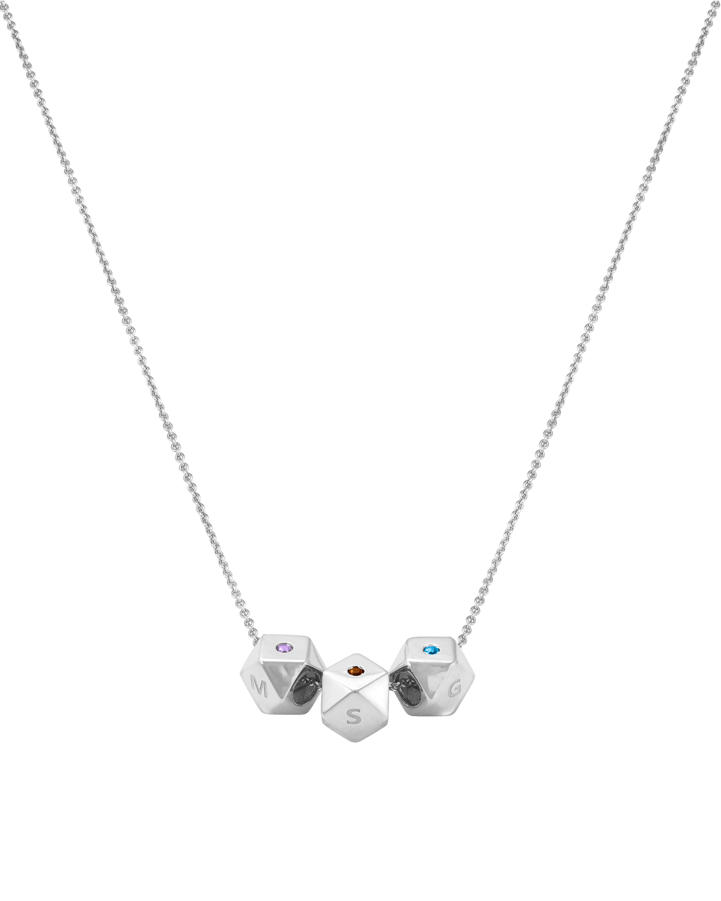 Hedra Birthstones Necklace - 925 Sterling Silver Necklaces magal-dev 3 Charms 16”+2” extender 