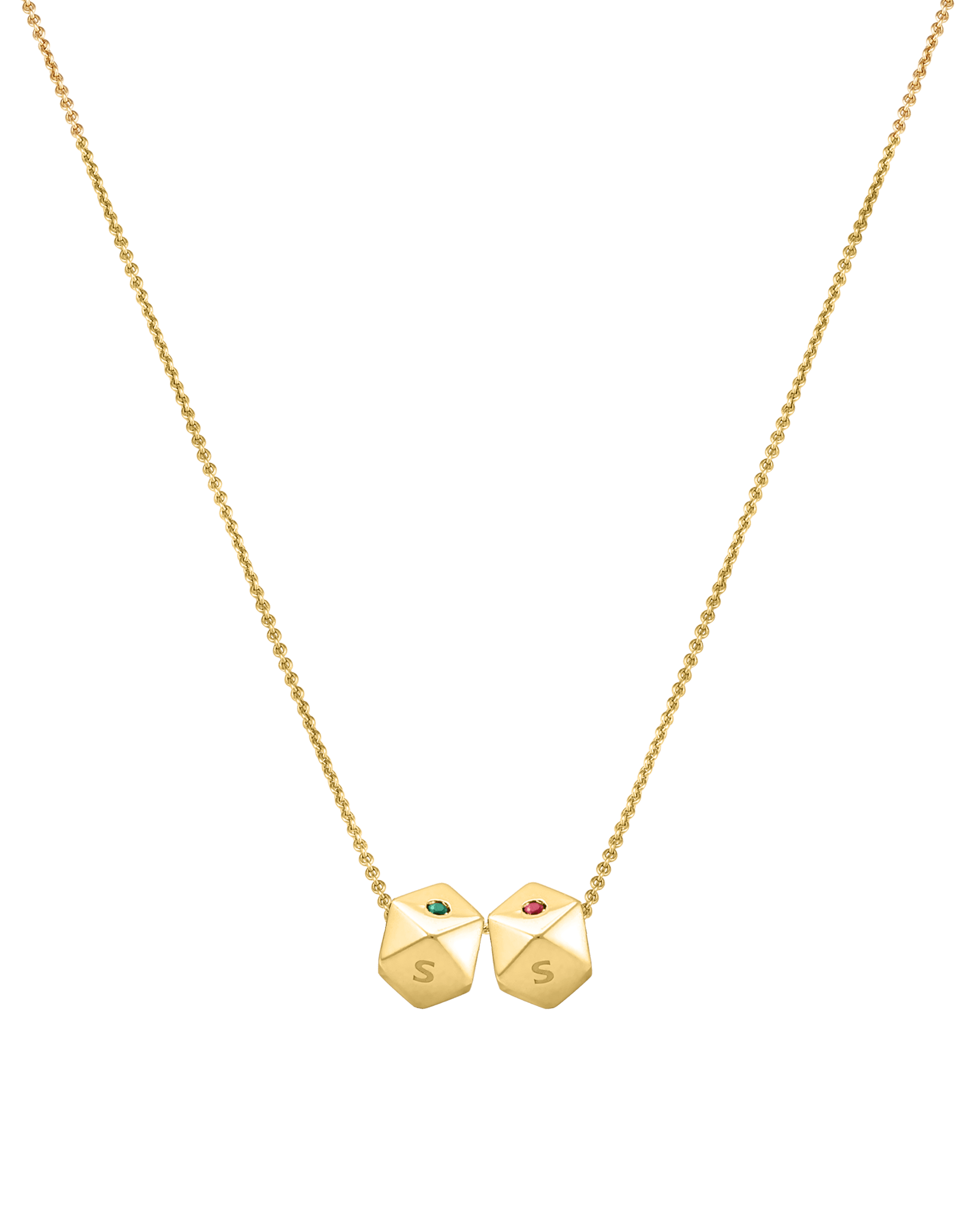 Hedra Birthstones Necklace - 14K Yellow Gold Necklaces magal-dev 2 Charms 16”+2” extender 