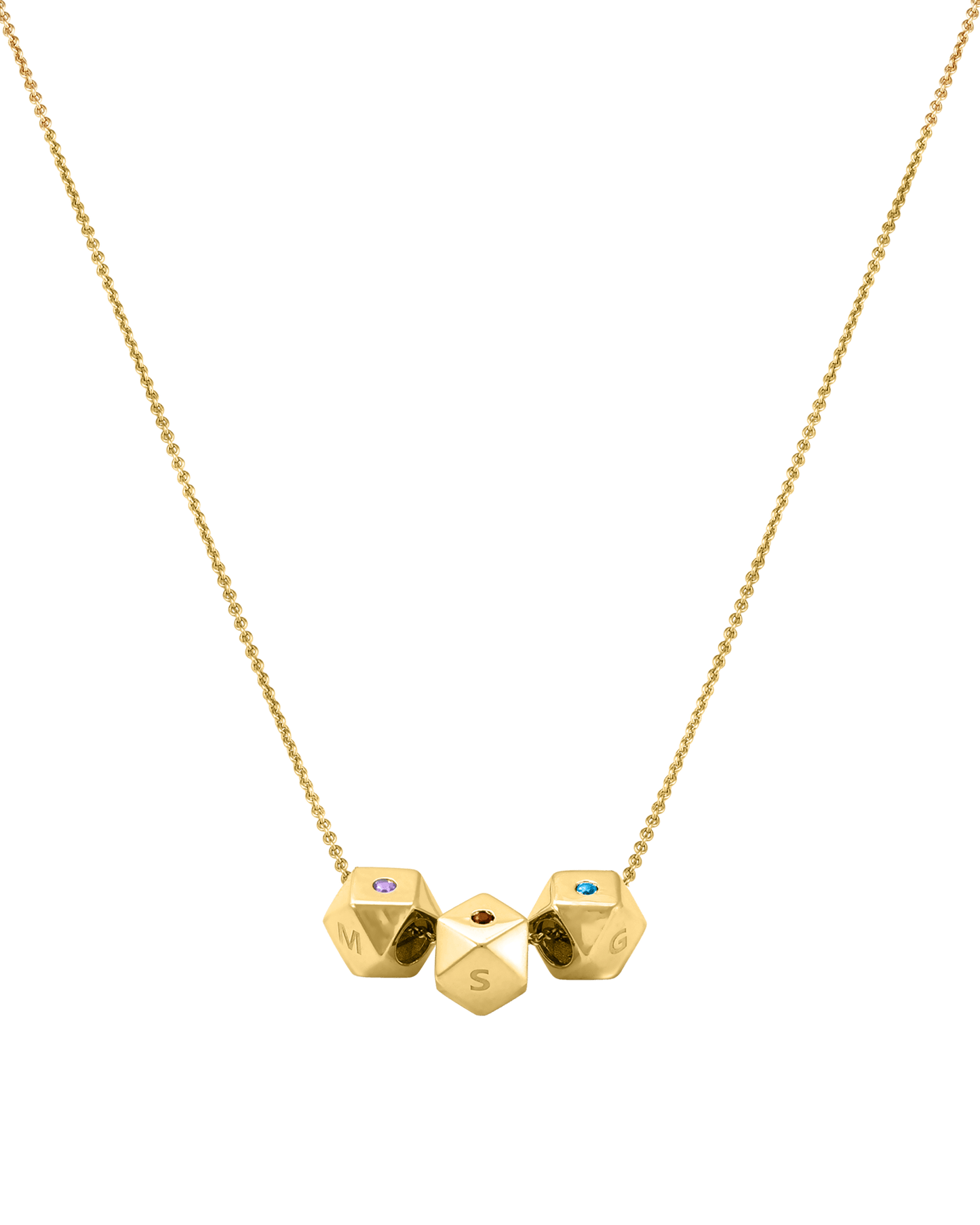 Hedra Birthstones Necklace - 18K Gold Vermeil Necklaces magal-dev 3 Charms 16”+2” extender 