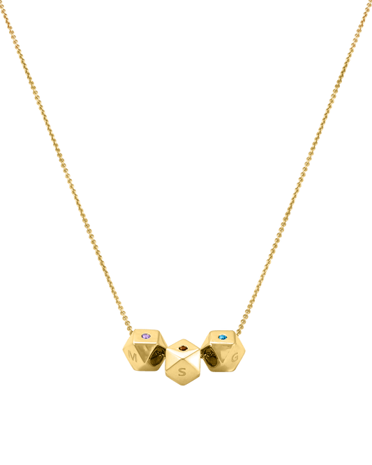 Hedra Birthstones Necklace - 14K Yellow Gold Necklaces magal-dev 3 Charms 16”+2” extender 