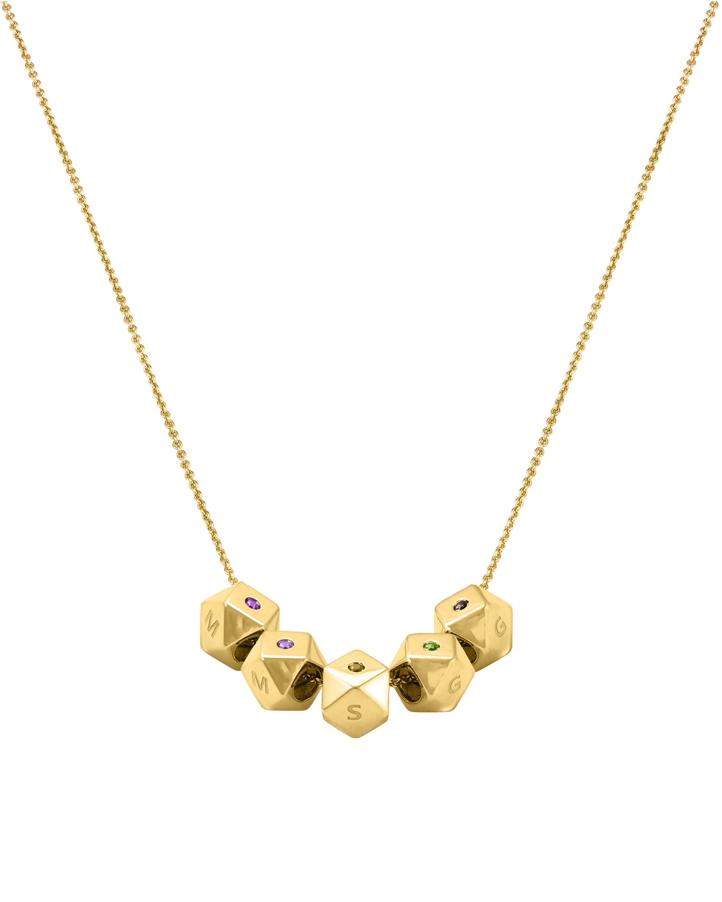 Hedra Birthstones Necklace - 14K Yellow Gold Necklaces magal-dev 5 Charms 16”+2” extender 