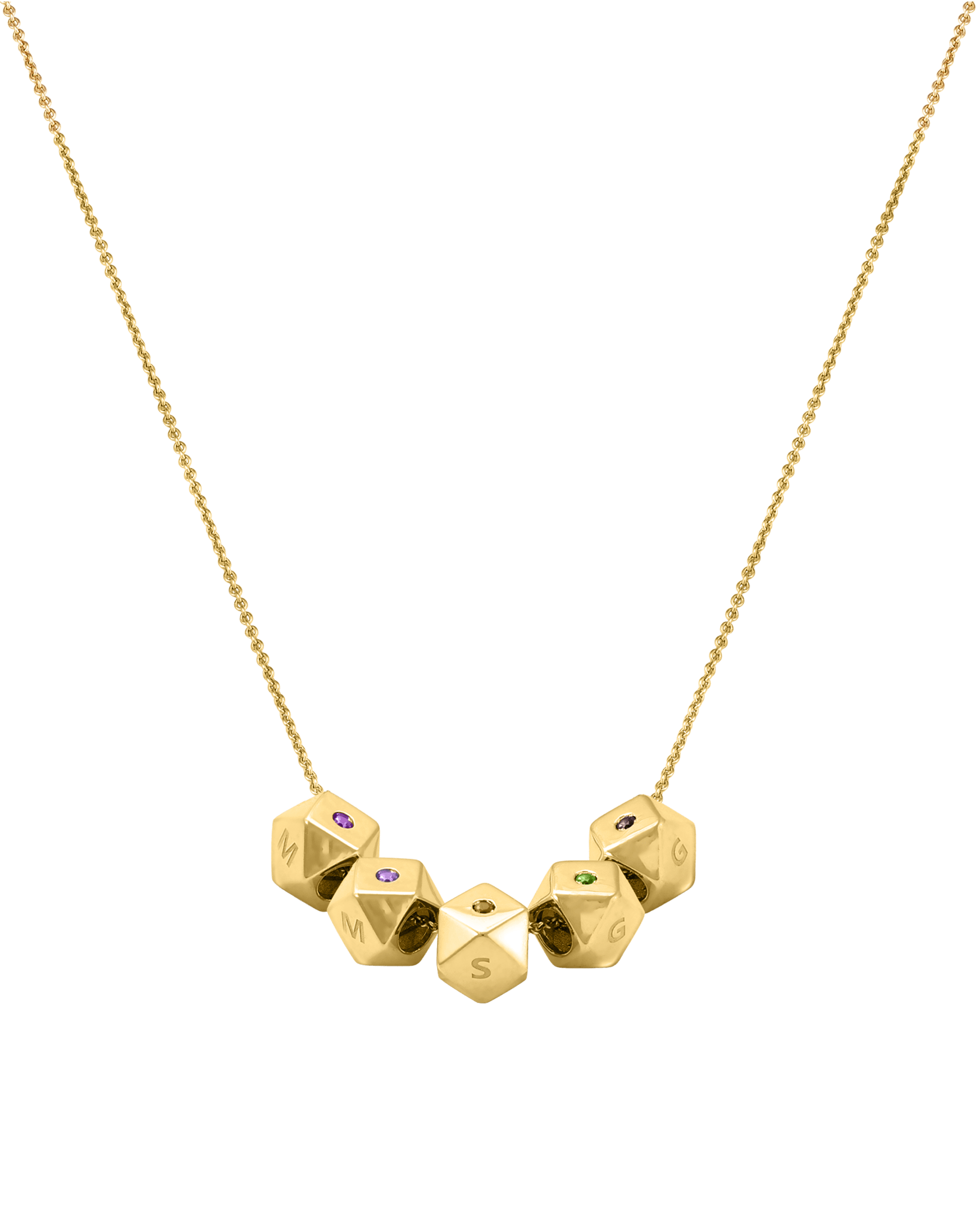 Hedra Birthstones Necklace - 14K Yellow Gold Necklaces magal-dev 5 Charms 16”+2” extender 