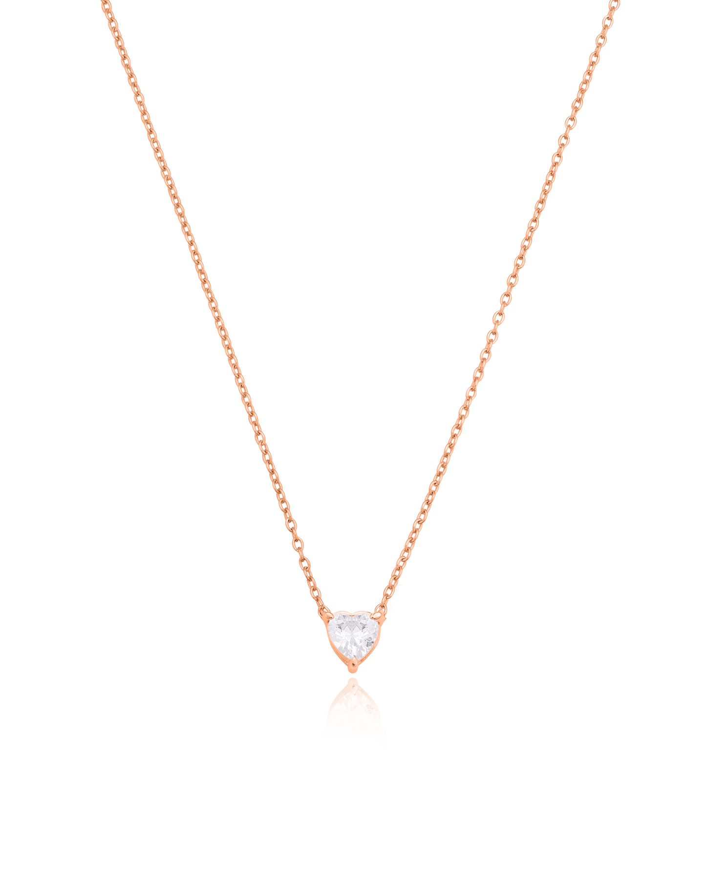 Heart Solitaire Diamond Necklace - 14K Rose Gold Necklaces magal-dev 0.10 CT 16” 