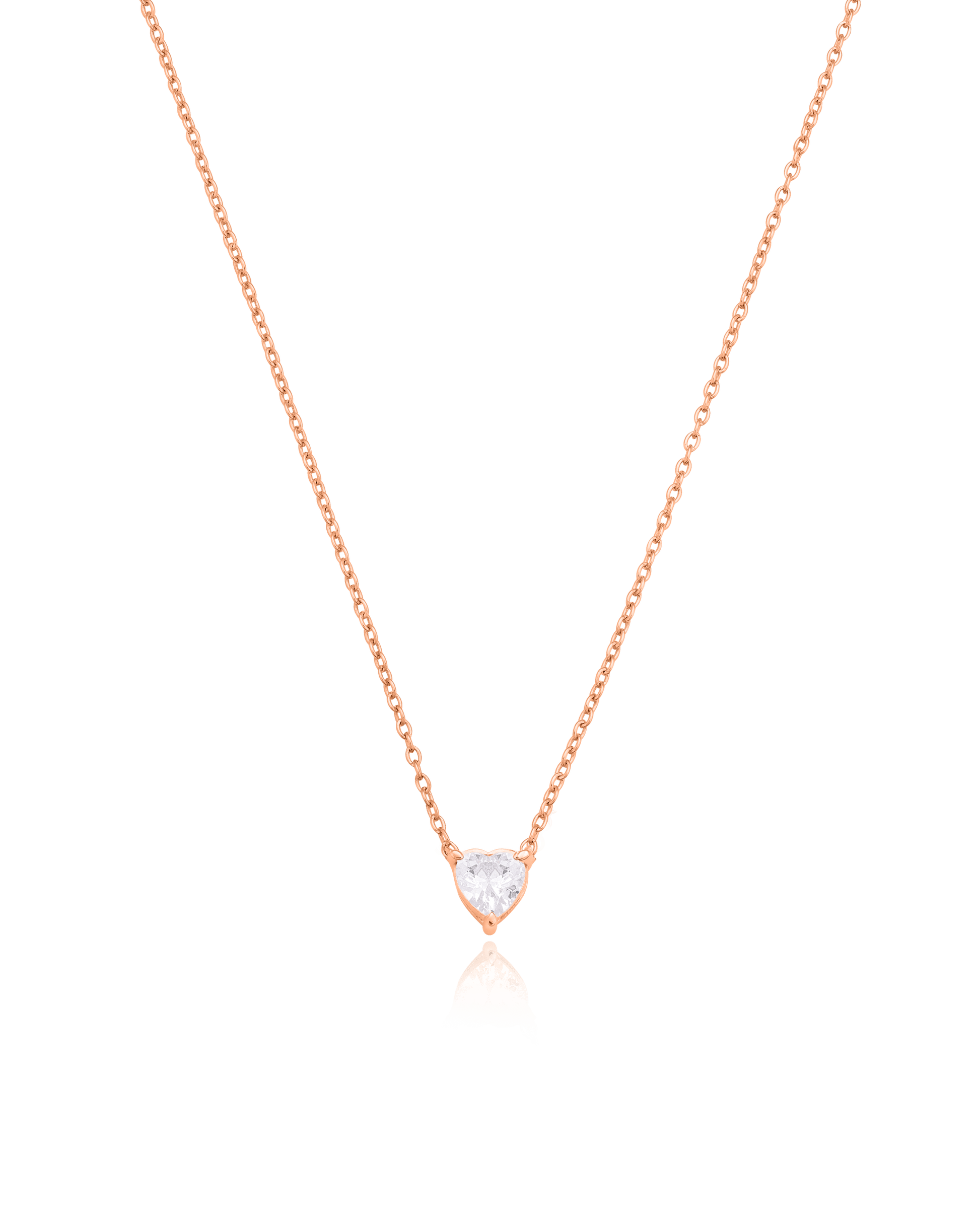 Heart Solitaire Diamond Necklace - 14K Rose Gold Necklaces magal-dev 0.10 CT 16” 