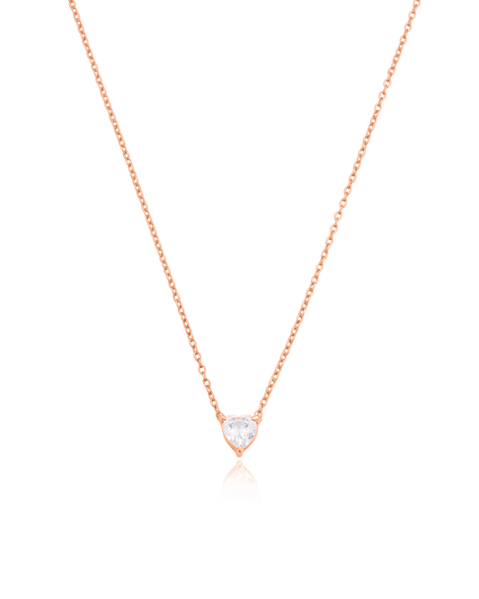 Heart Solitaire Diamond Necklace - 14K Rose Gold Necklaces magal-dev 0.10 CT 16” 