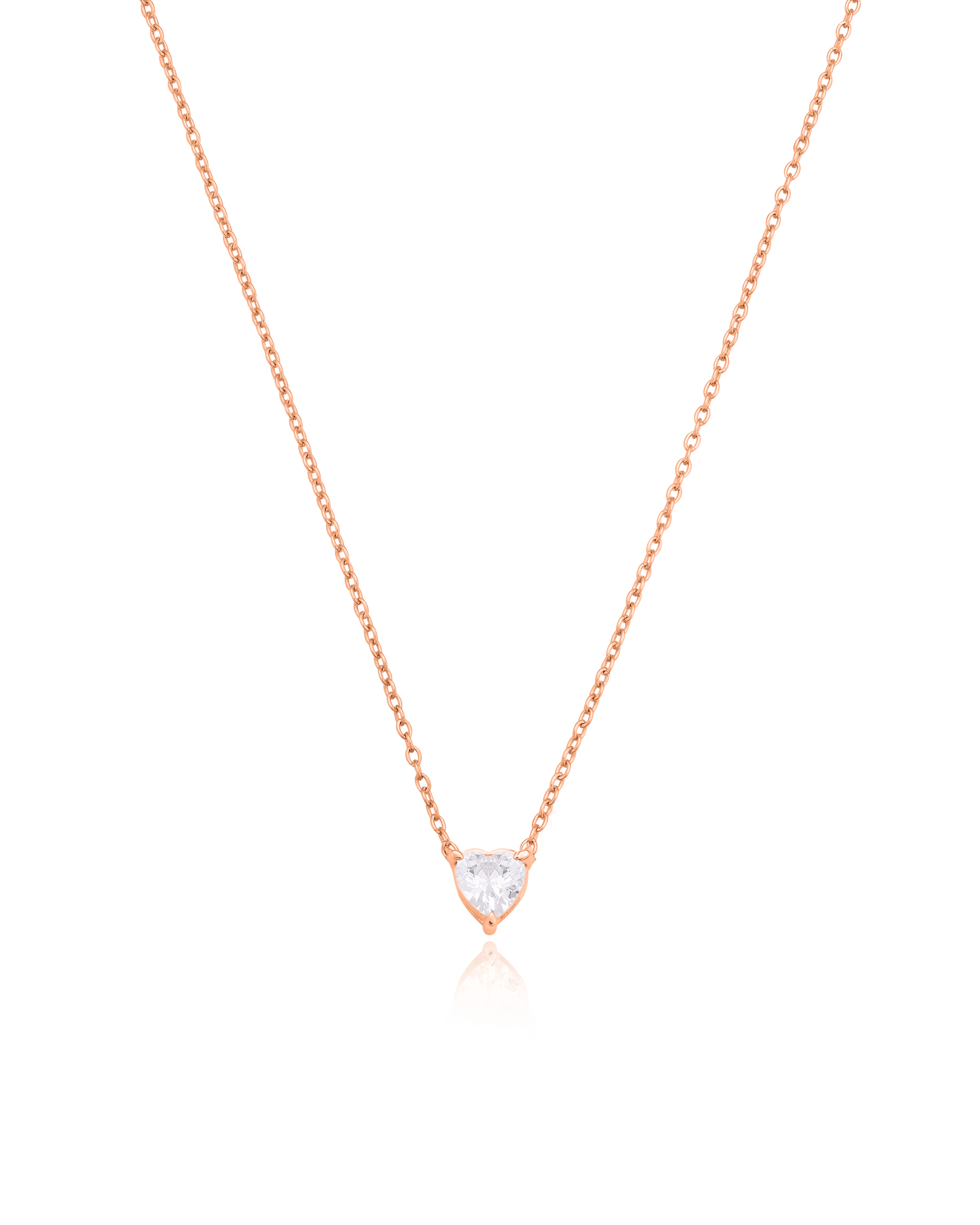 Heart Solitaire Diamond Necklace - 14K Yellow Gold Necklaces magal-dev 