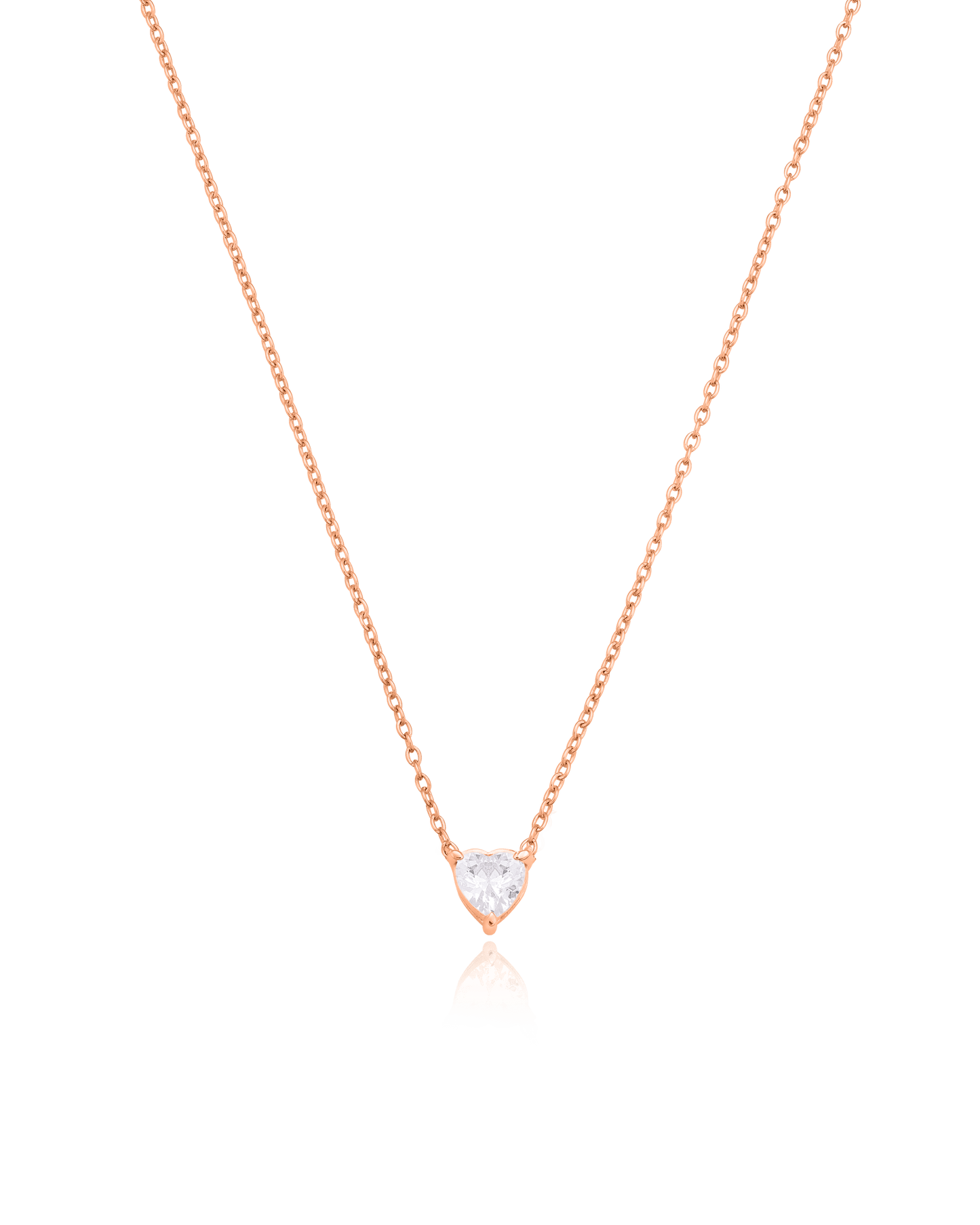 Heart Solitaire Diamond Necklace - 18K Rose Vermeil Necklaces magal-dev 0.10 CT 16” 
