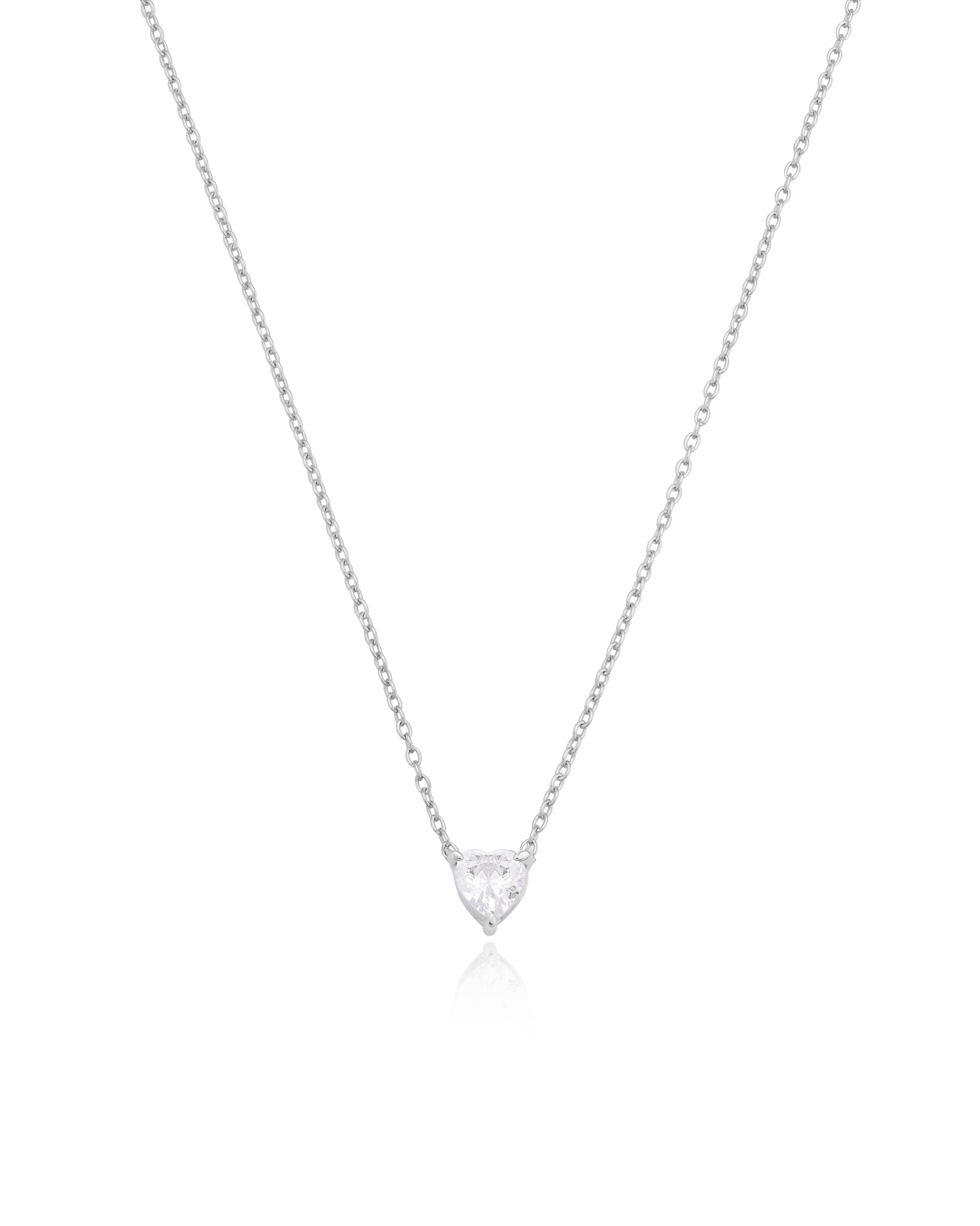 Heart Solitaire Diamond Necklace - 925 Sterling Silver Necklaces magal-dev 