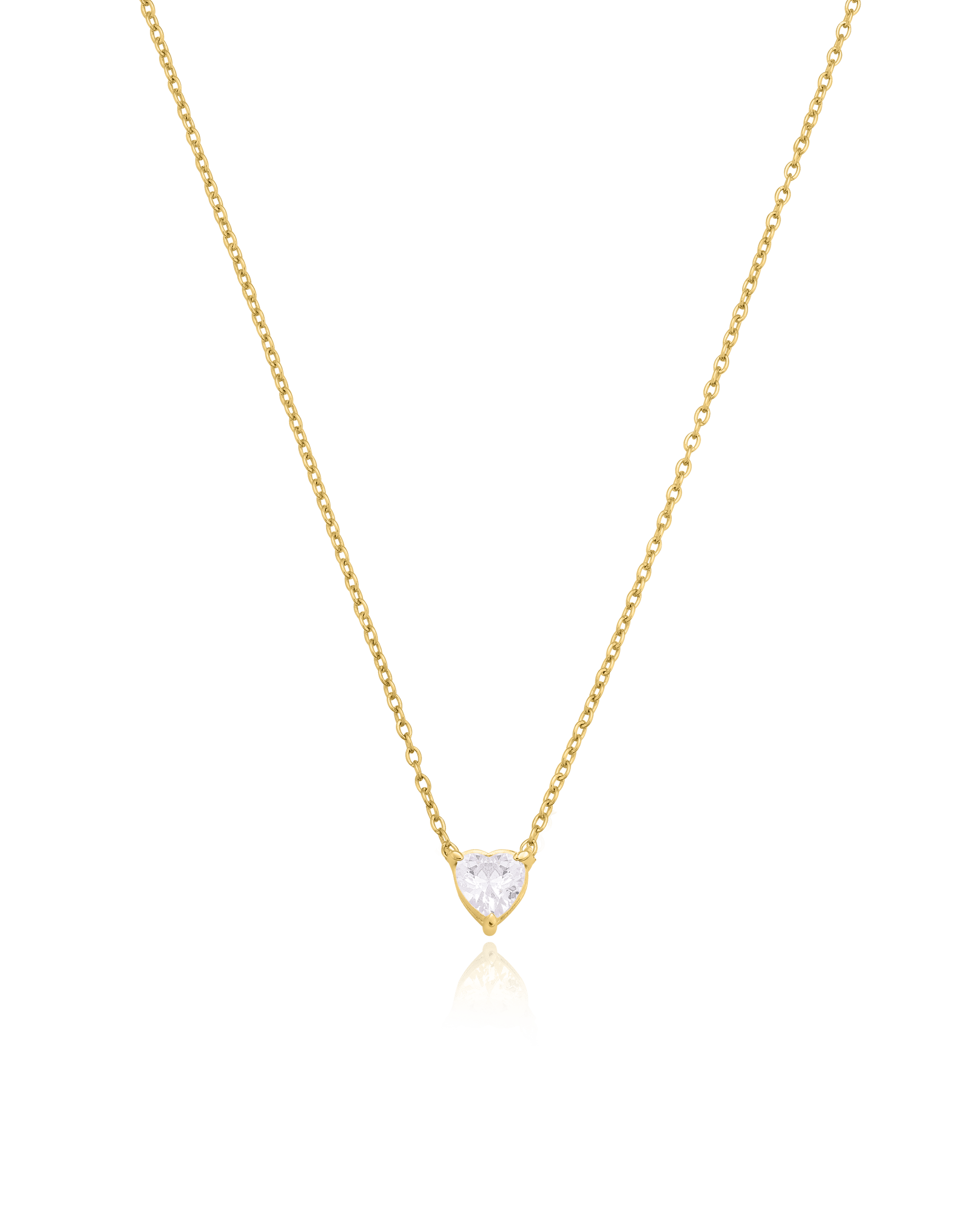 Heart Solitaire Diamond Necklace - 18K Gold Vermeil Necklaces magal-dev 0.10 CT 16” 