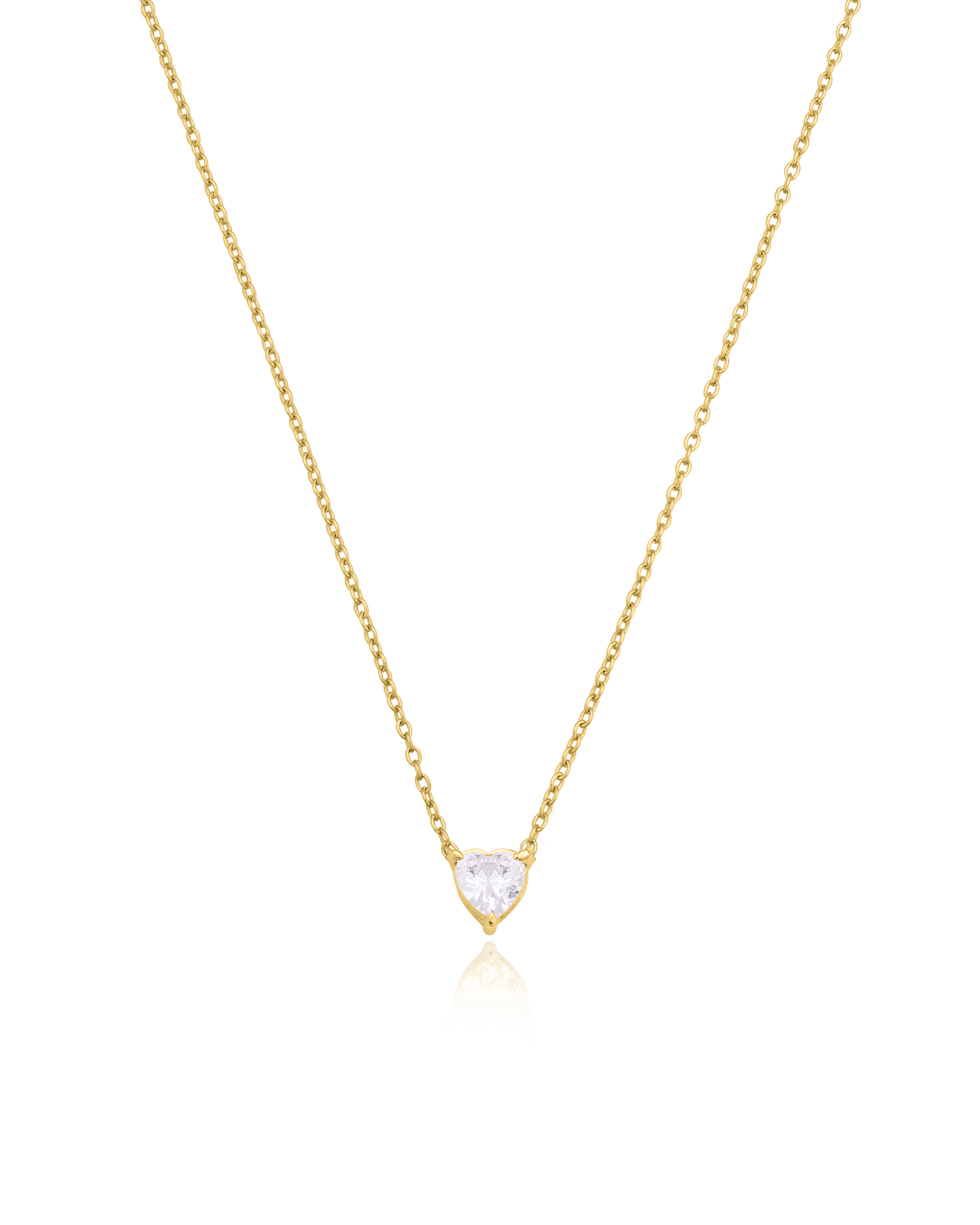 Heart Solitaire Diamond Necklace - 14K Yellow Gold Necklaces magal-dev 0.10 CT 16” 