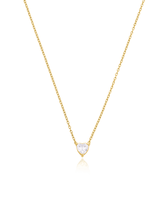 Heart Solitaire Diamond Necklace - 14K Yellow Gold Necklaces magal-dev 0.10 CT 16” 
