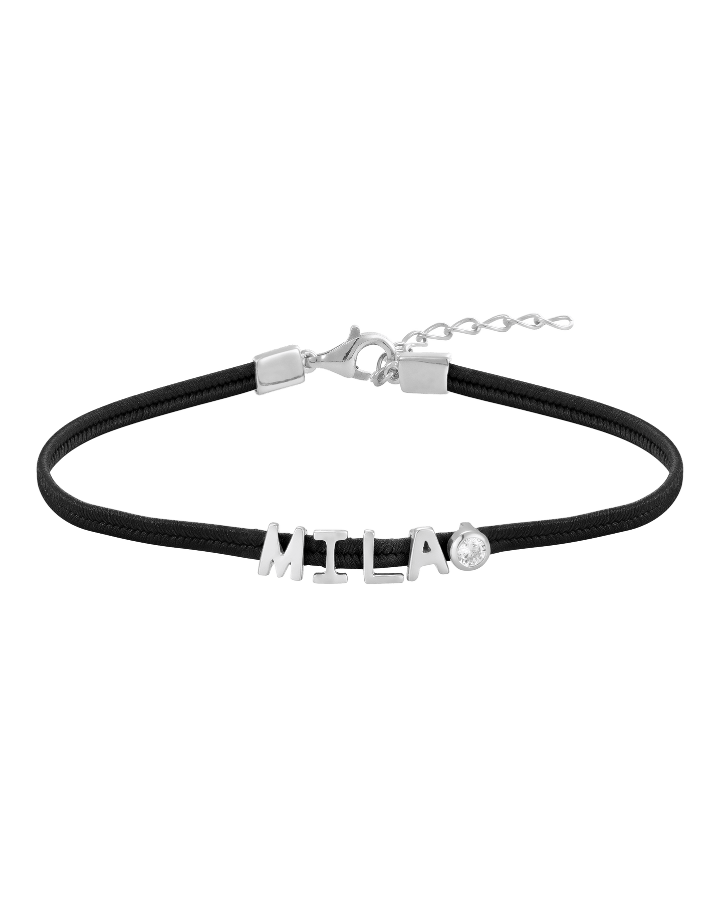 Initial Cord of Love - 925 Sterling Silver Bracelets magal-dev With Diamond Black 1