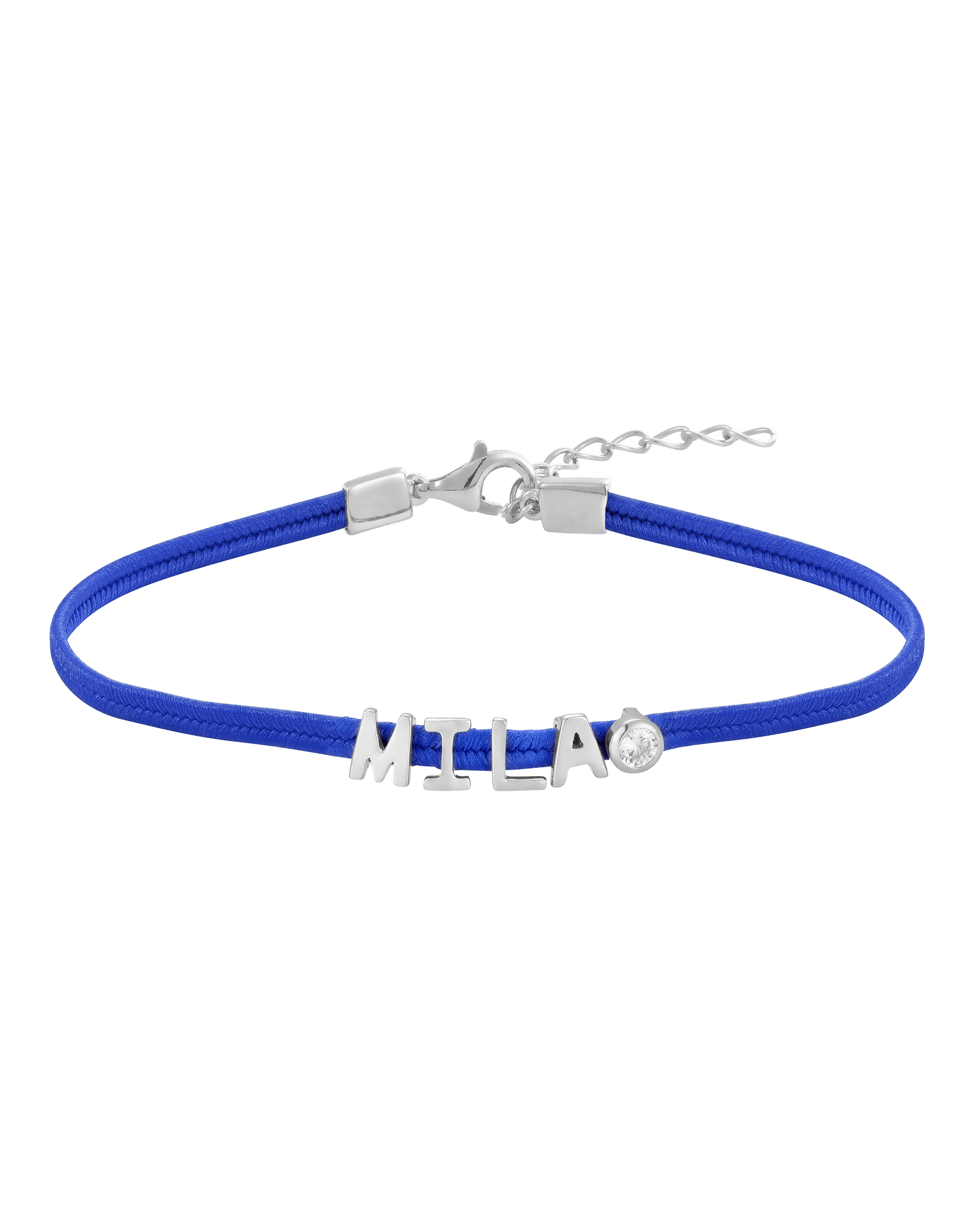 Initial Cord of Love - 925 Sterling Silver Bracelets magal-dev With Diamond Blue 1