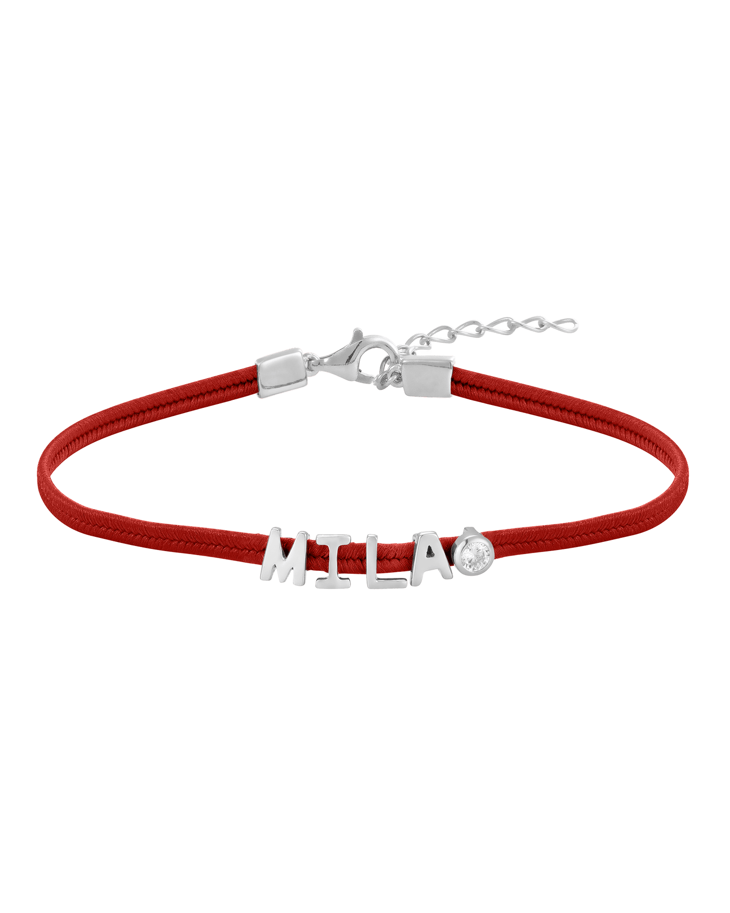Initial Cord of Love - 925 Sterling Silver Bracelets magal-dev With Diamond Red 1