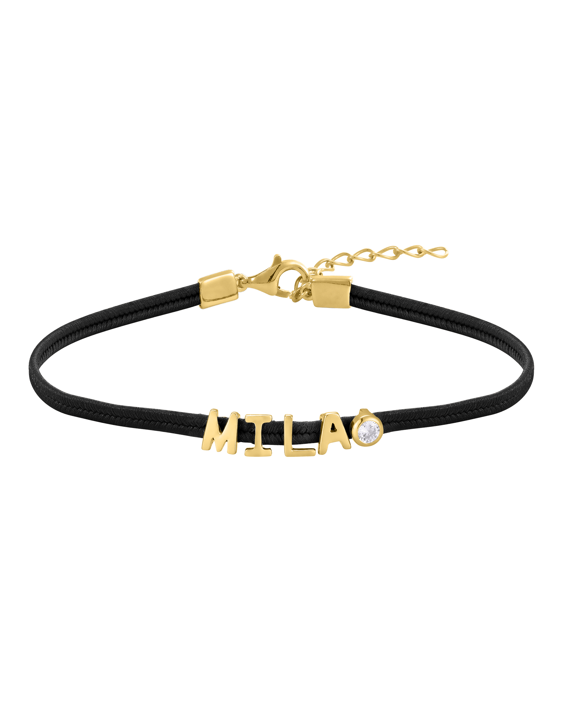 Initial Cord of Love - 18K Gold Vermeil Bracelets magal-dev With Diamond Black 1