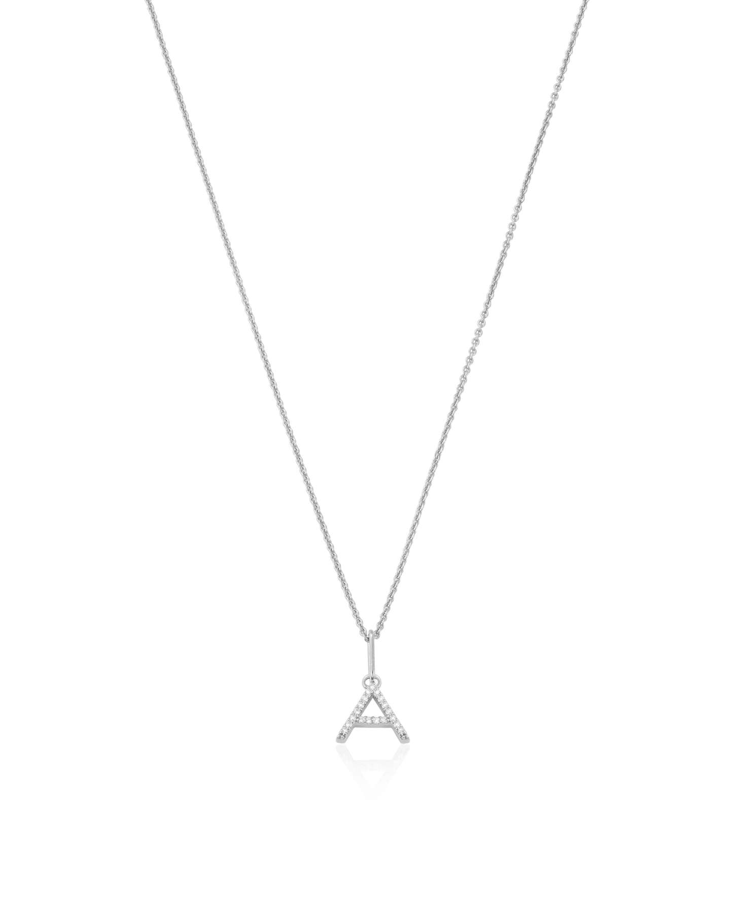 Frosted Initial Necklace - 14K White Gold Necklaces magal-dev 