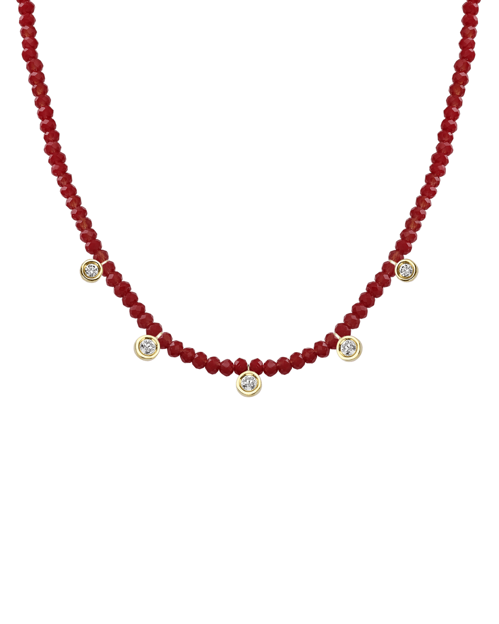 Black Spinel Gemstone & Five diamonds Necklace - 14K Rose Gold Necklaces magal-dev 