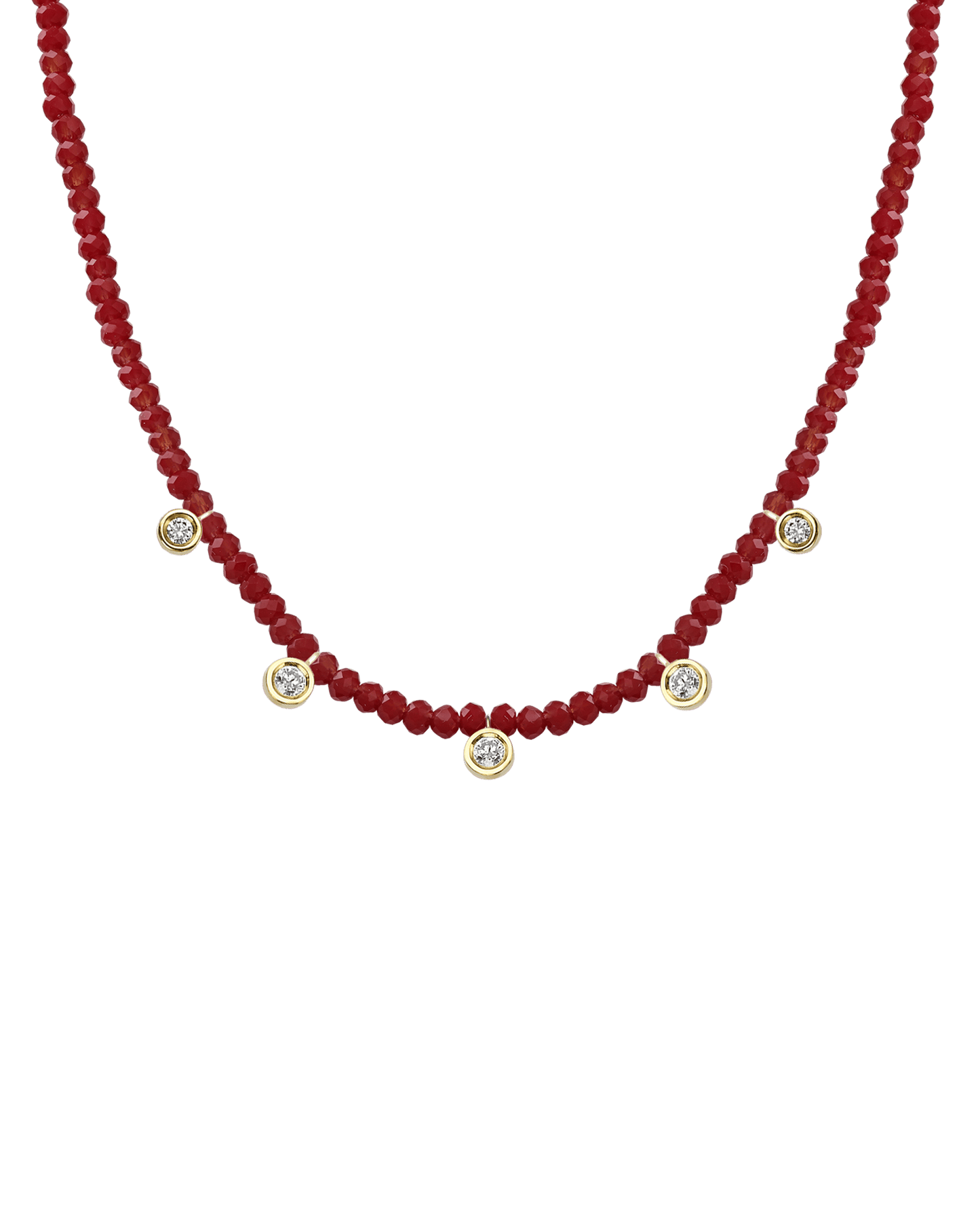 Garnet Gemstone & Five diamonds Necklace - 14K Rose Gold Necklaces magal-dev 