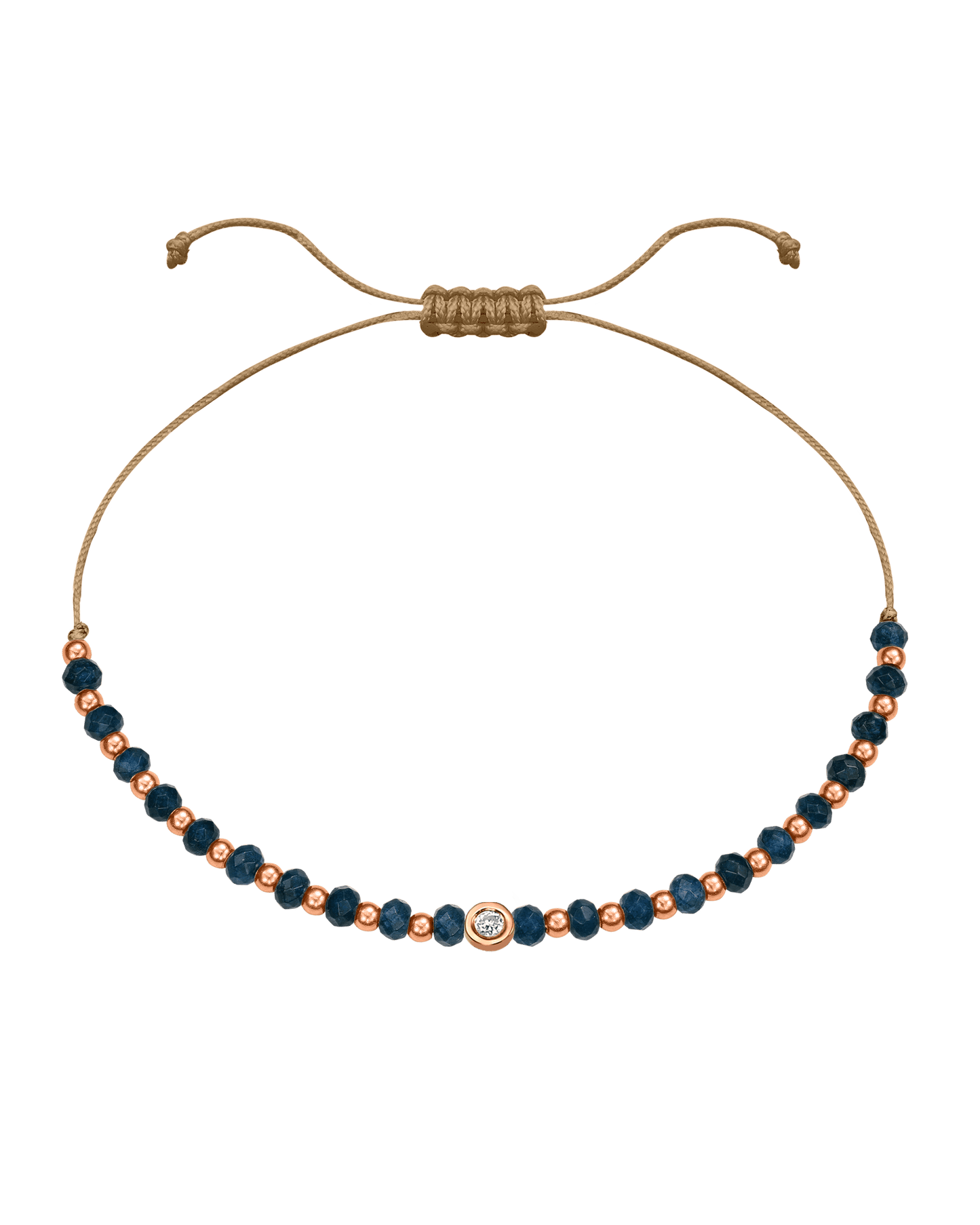 Lapis Gemstone String of Love Bracelet for Wisdom - 14K Rose Gold Bracelets 14K Solid Gold Camel Small: 0.03ct 