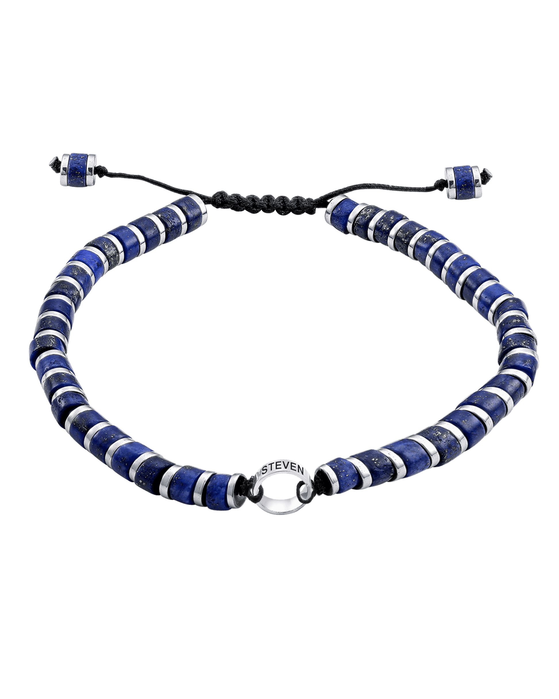 Men's Blue Lapis Disc Bead & Forever Links Bracelet - 925 Sterling Silver Bracelets magal-dev 1 Link 