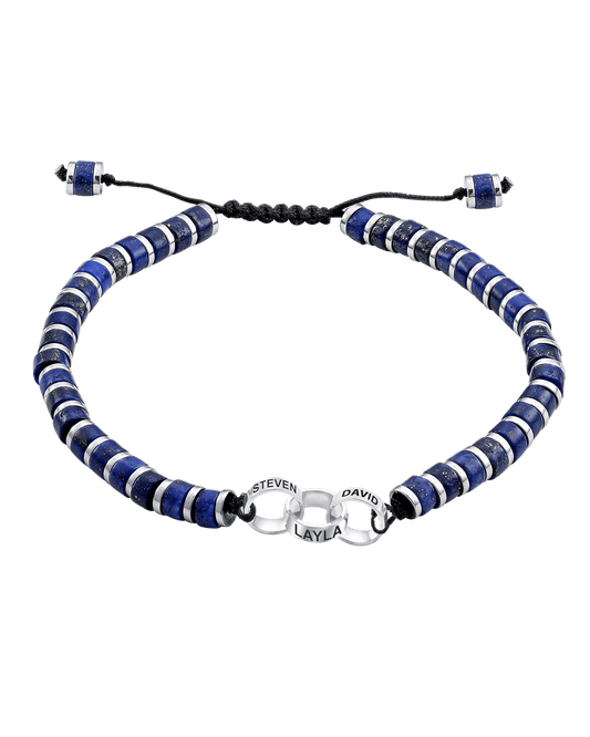 Men's Blue Lapis Disc Bead & Forever Links Bracelet - 14K White Gold Bracelets magal-dev 3 Links 