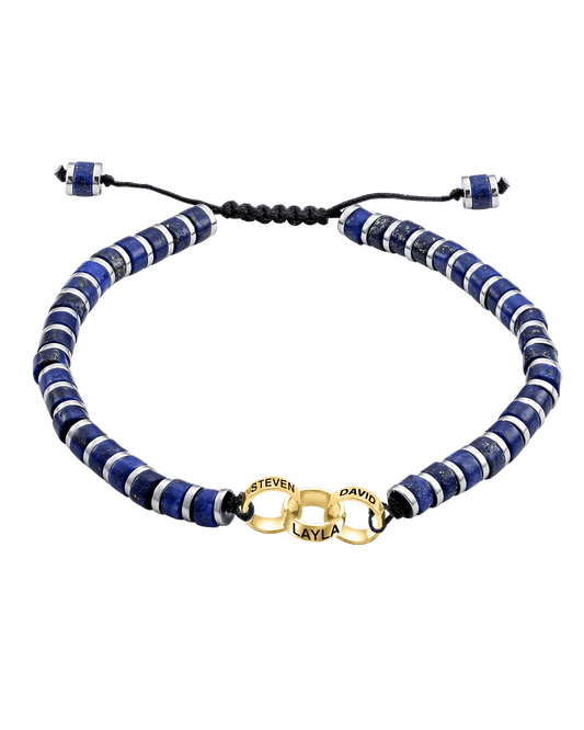 Men's Blue Lapis Disc Bead & Forever Links Bracelet - 14K Yellow Gold Bracelets magal-dev 3 Links 