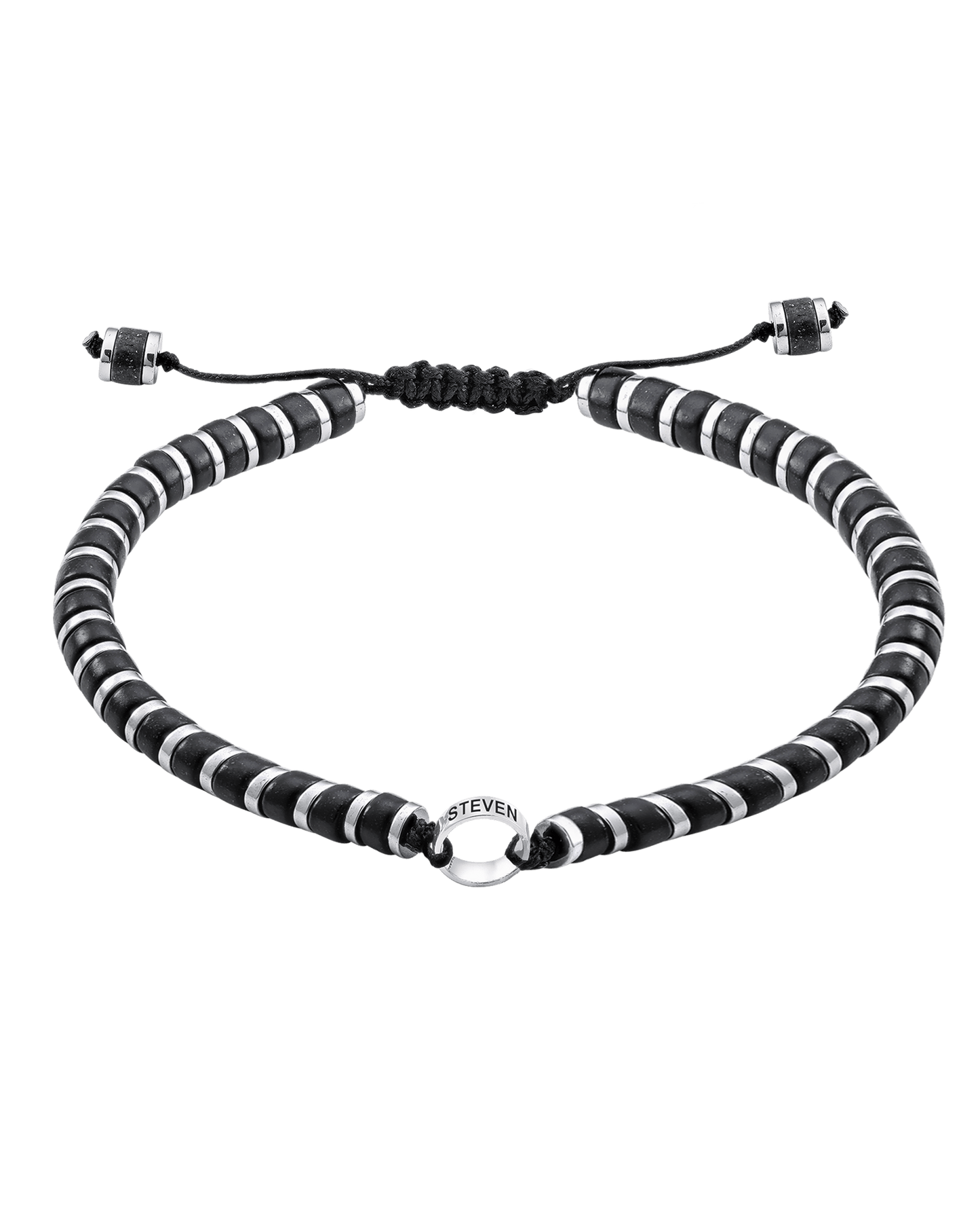 Men's Black Onyx Disc Bead & Forever Links Bracelet - 925 Sterling Silver Bracelets magal-dev 1 Link 