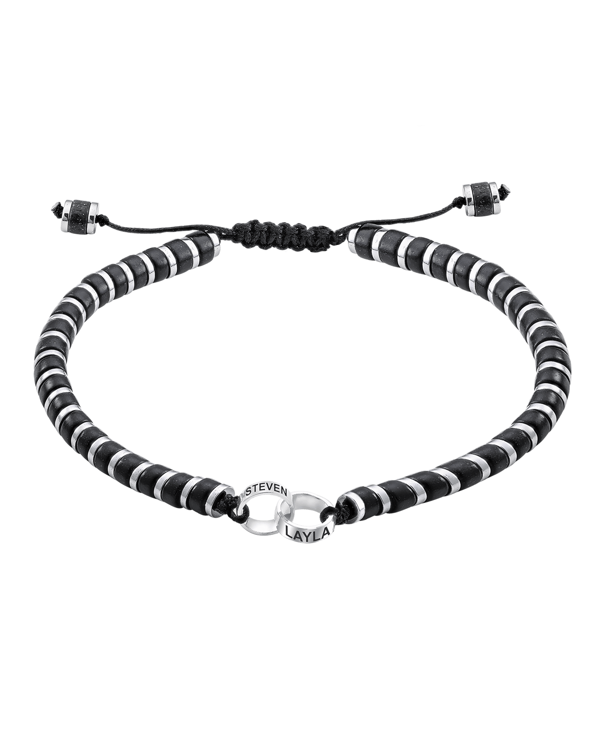 Men's Black Onyx Disc Bead & Forever Links Bracelet - 925 Sterling Silver Bracelets magal-dev 2 Links 