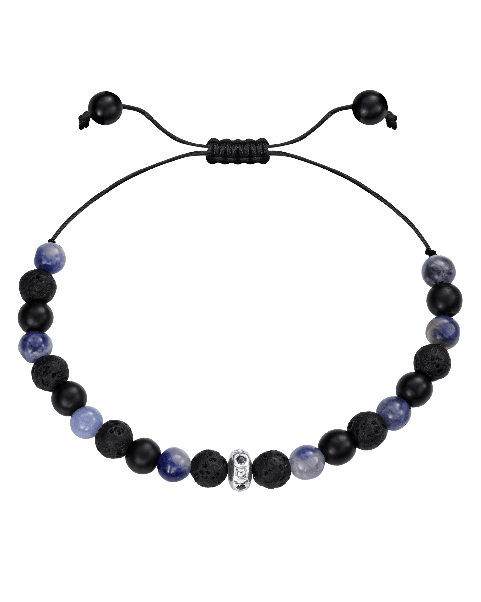 Men's Blue Sodalite & Matte Onyx Bead Bracelet - 14K Rose Gold Bracelets magal-dev 